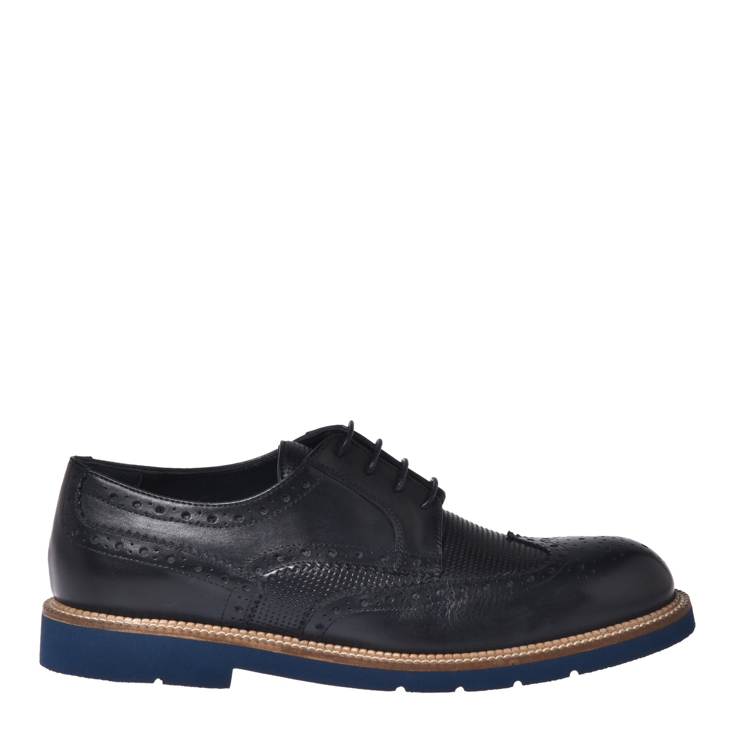 Blue leather Richelieu