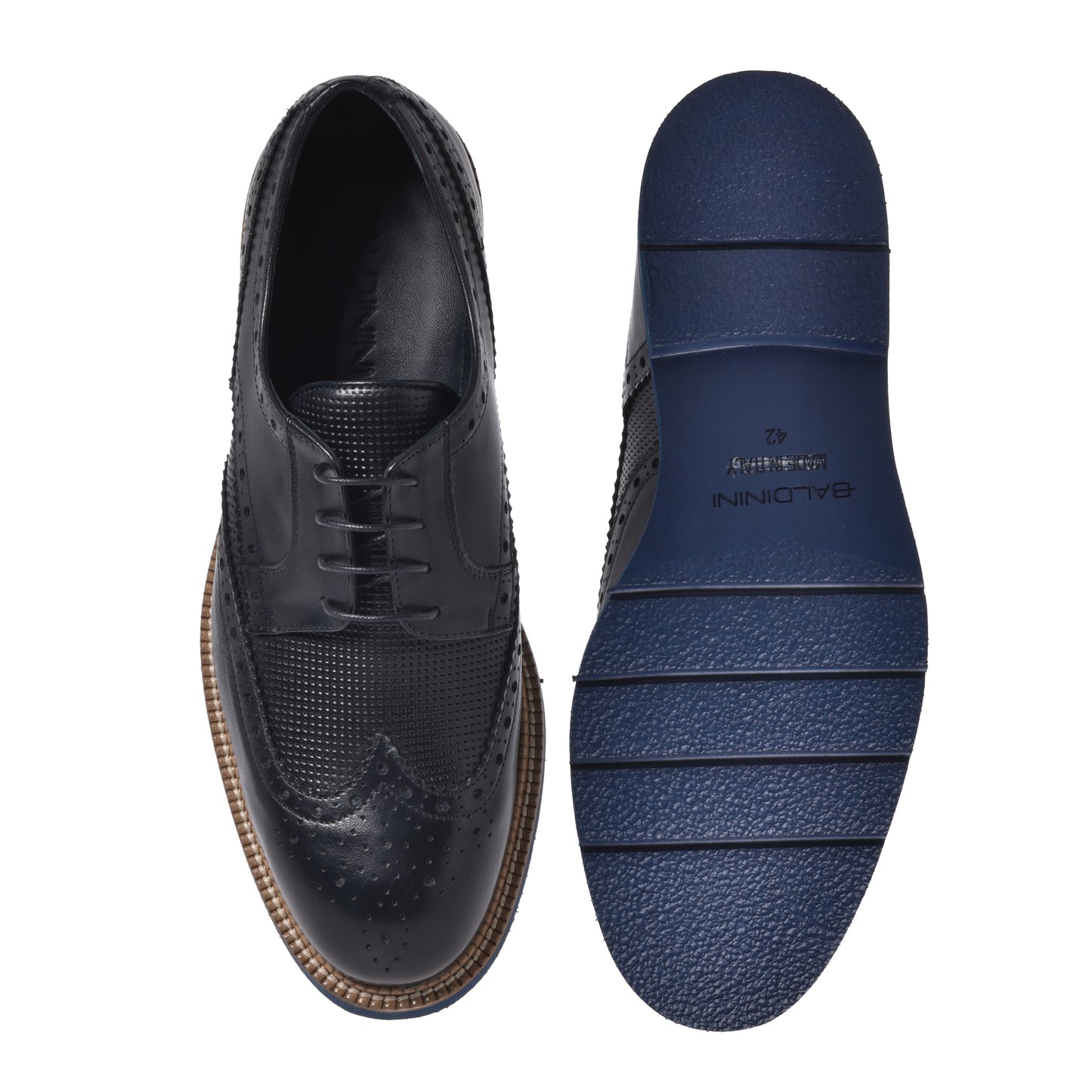 Blue leather Richelieu
