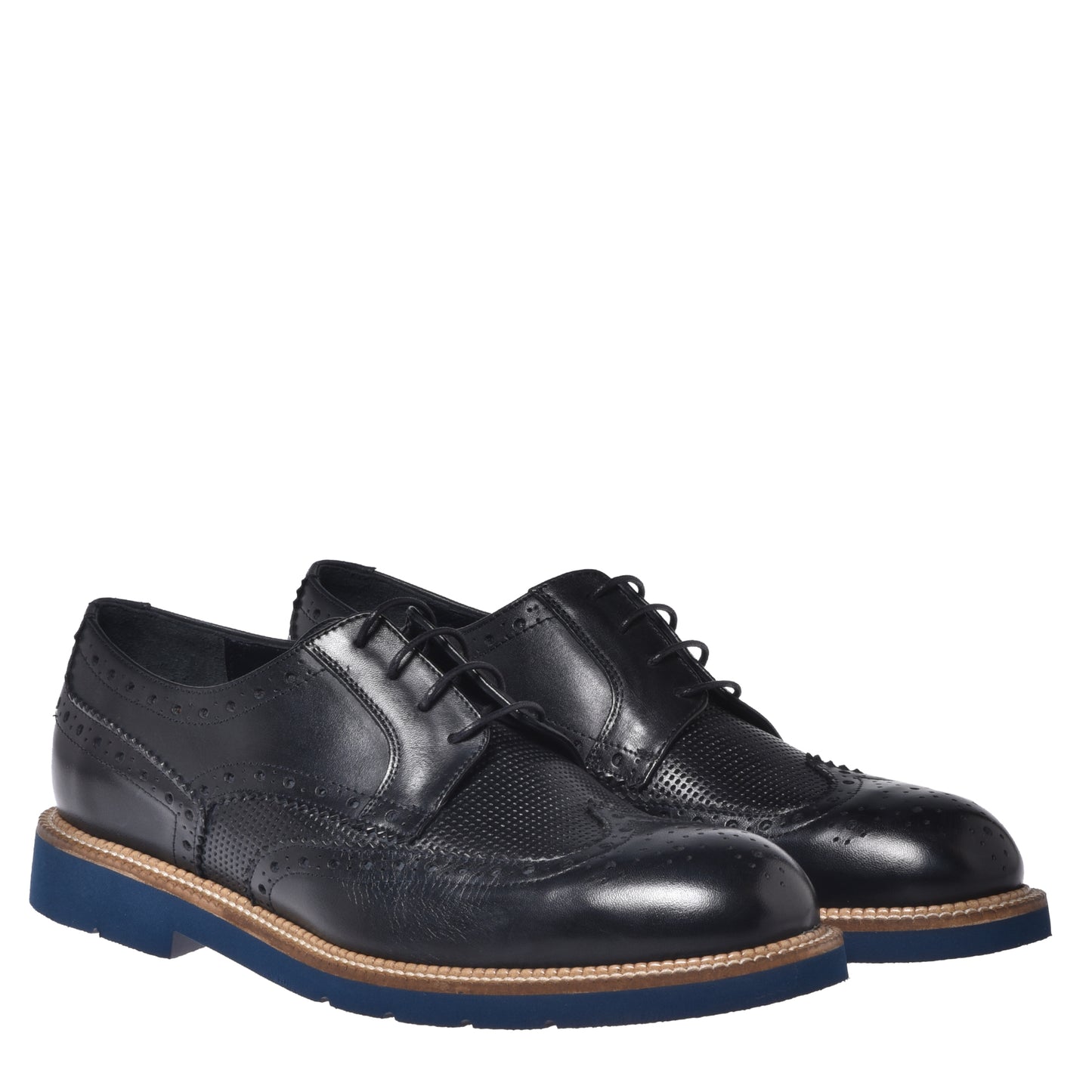 Blue leather Richelieu