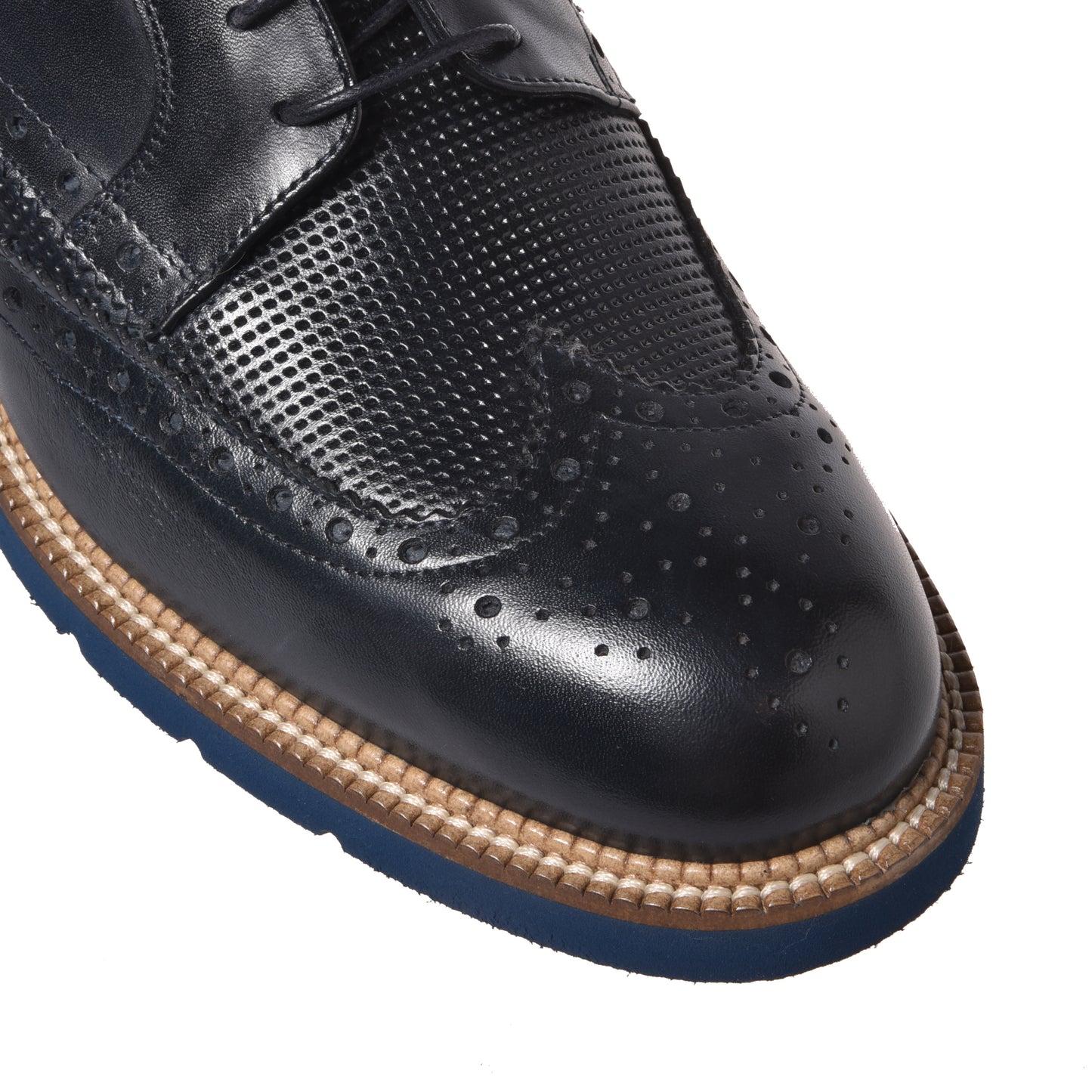 Blue leather Richelieu