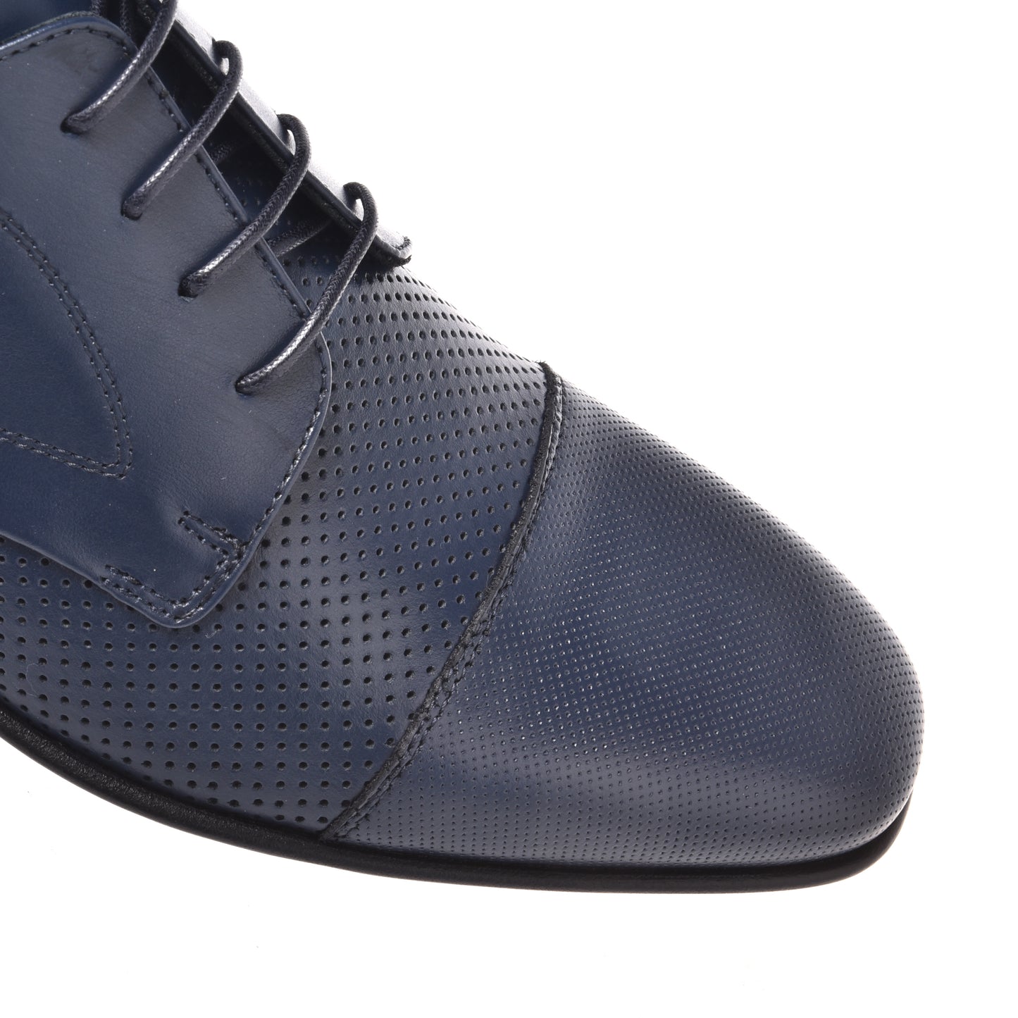 Richelieu in pelle traforata blu