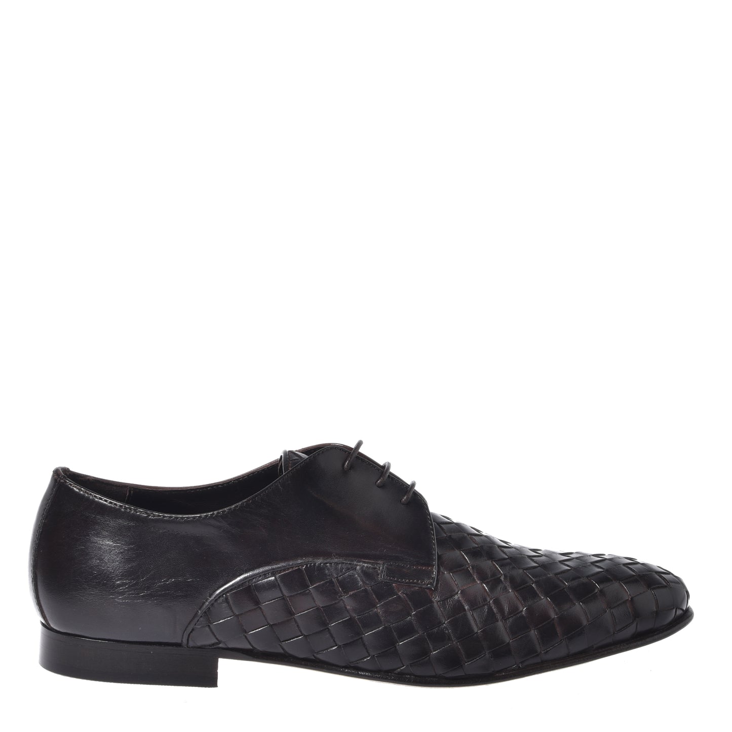 Dark brown woven leather Richelieu
