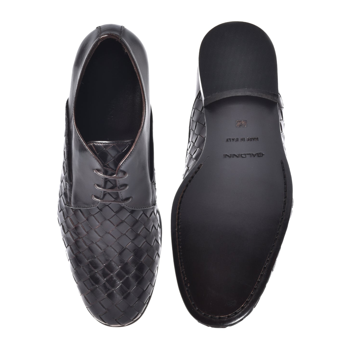 Dark brown woven leather Richelieu