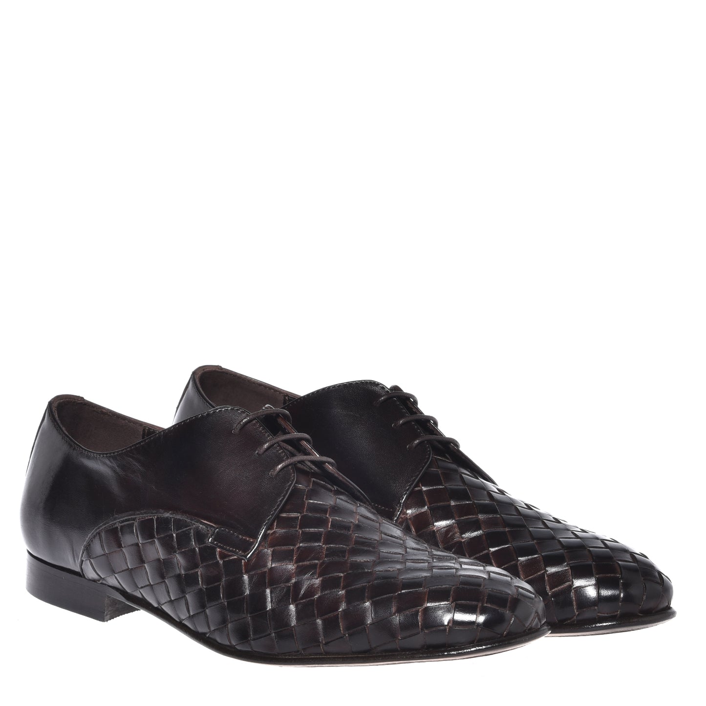Dark brown woven leather Richelieu