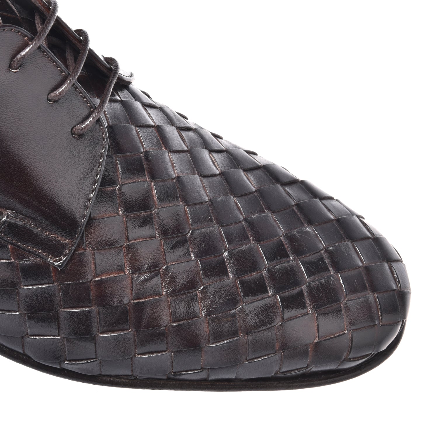 Dark brown woven leather Richelieu