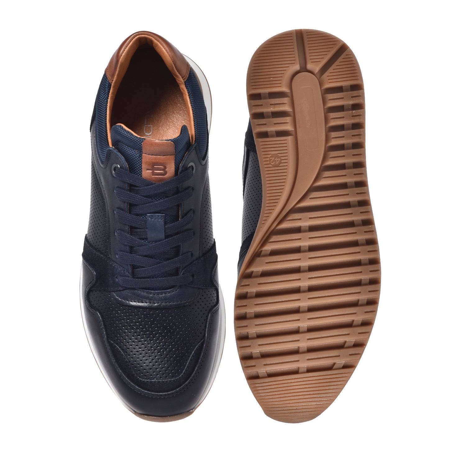 Blue perforated leather sneaker
