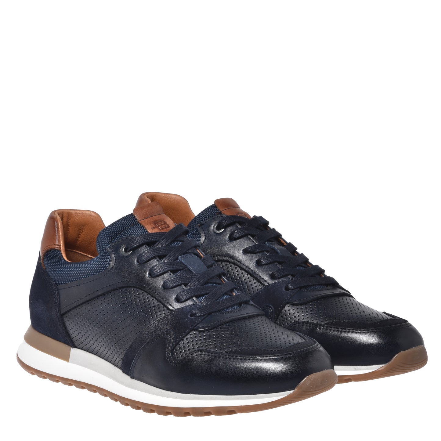 Blue perforated leather sneaker