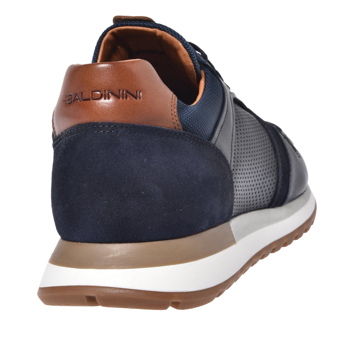Blue perforated leather sneaker