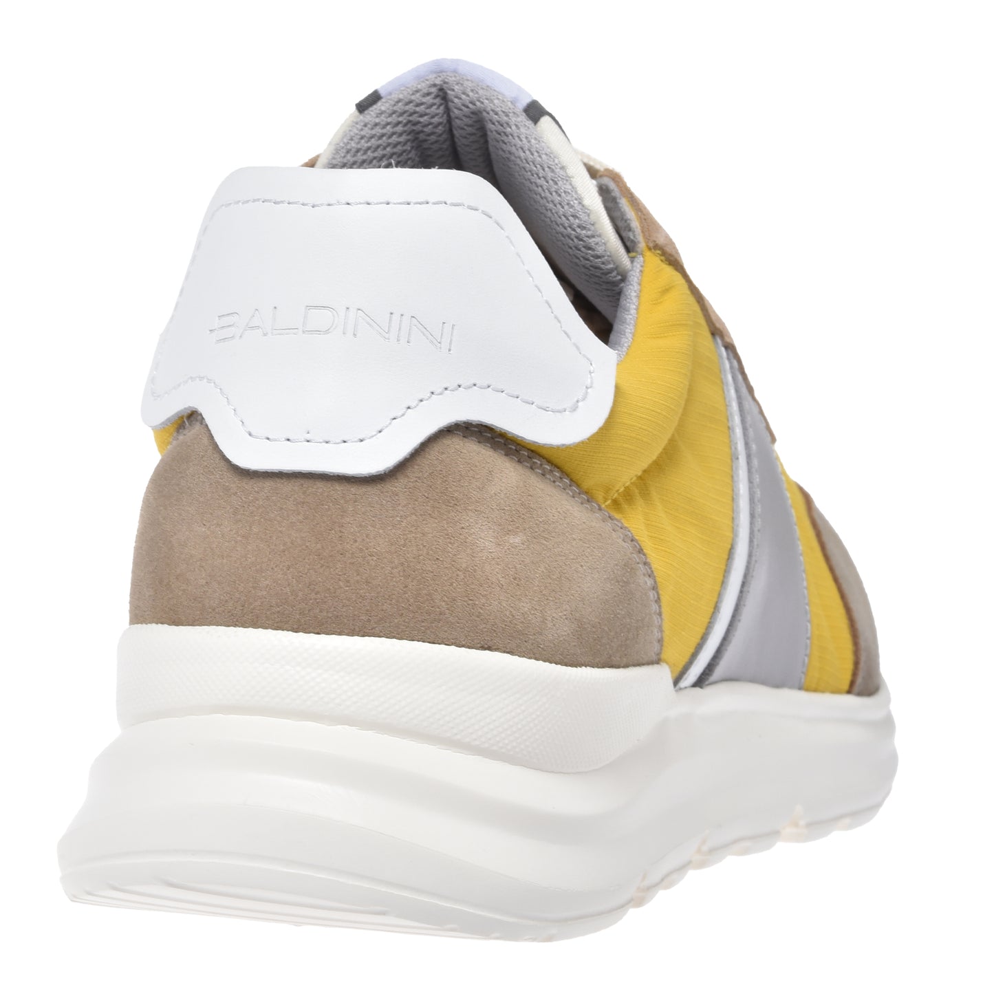 Beige suede and yellow mesh sneaker