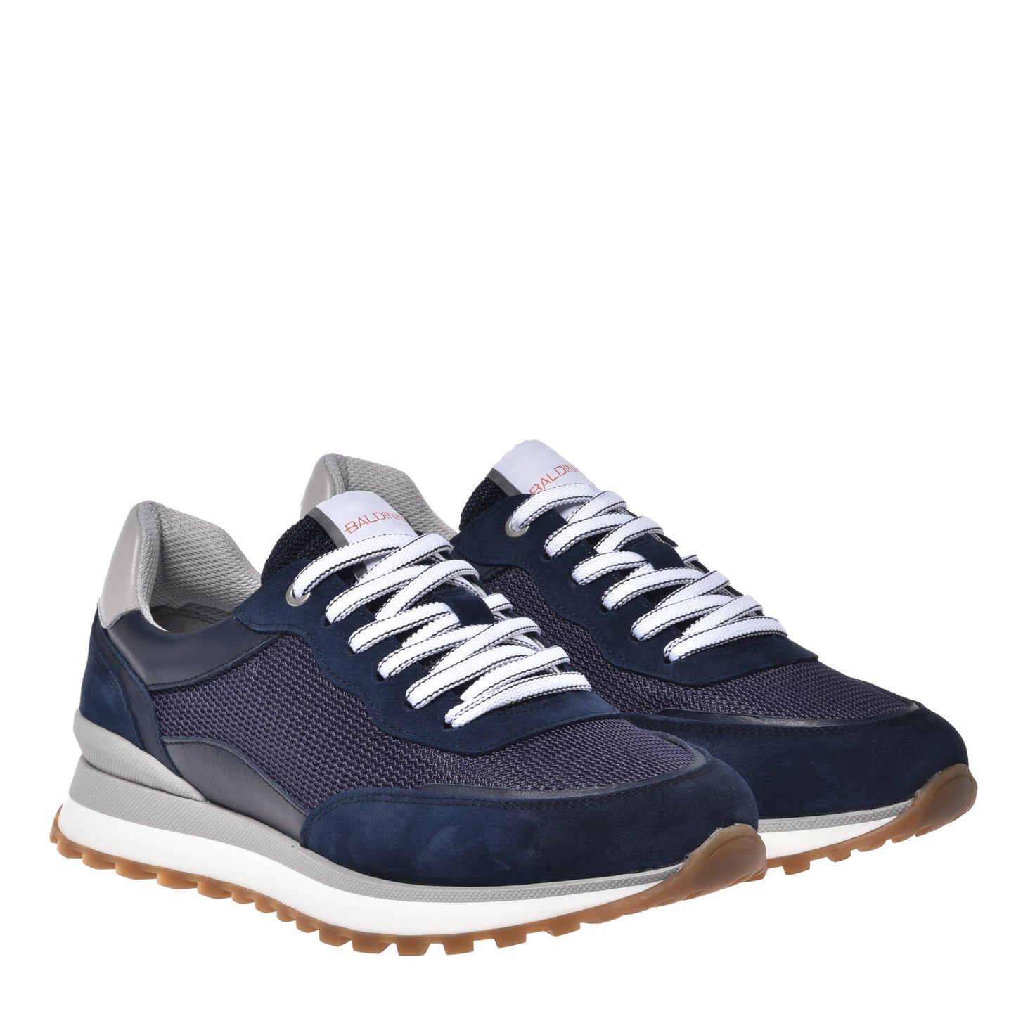Blue suede and mesh sneaker