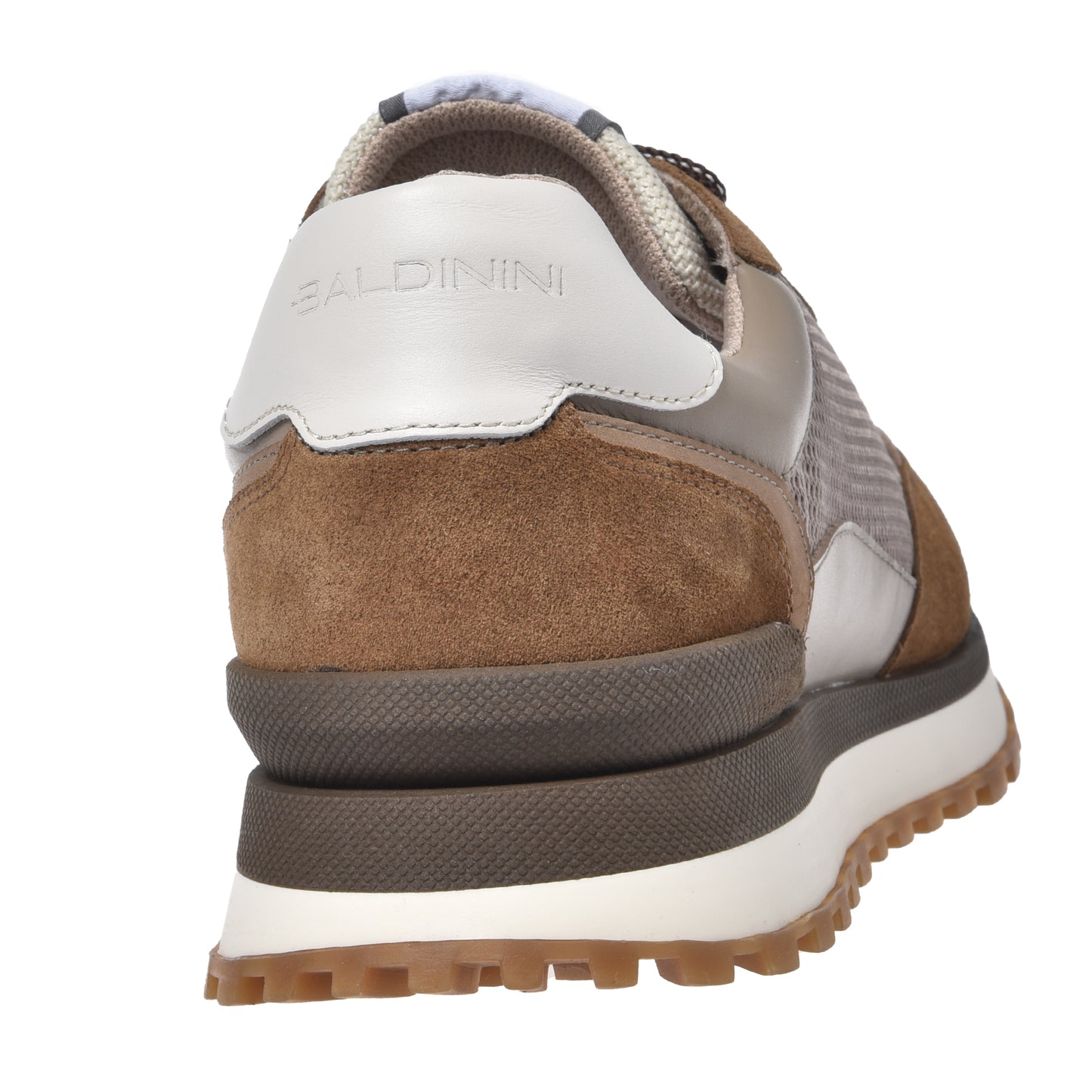 Beige suede leather and mesh sneaker