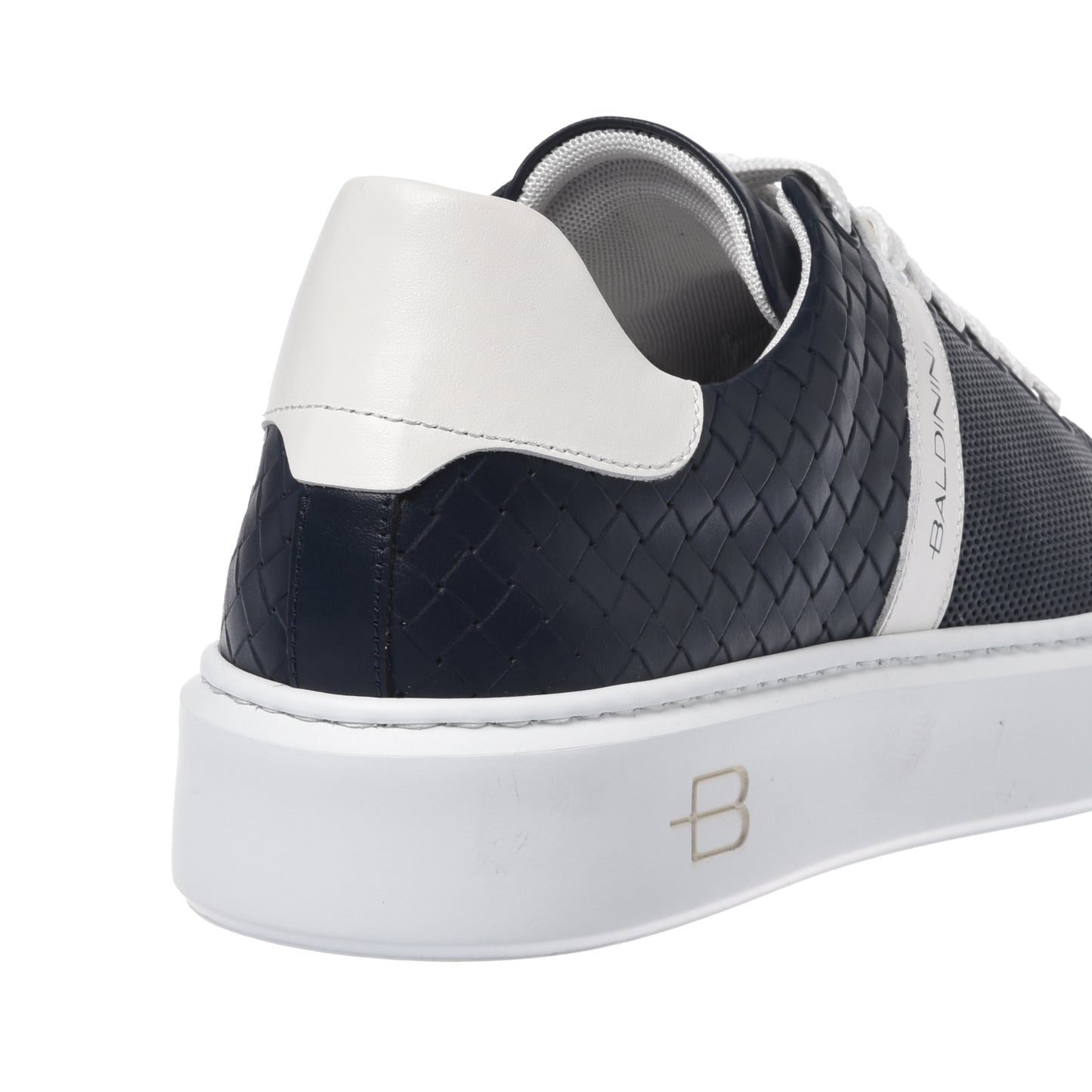 Blue braided effect leather sneaker