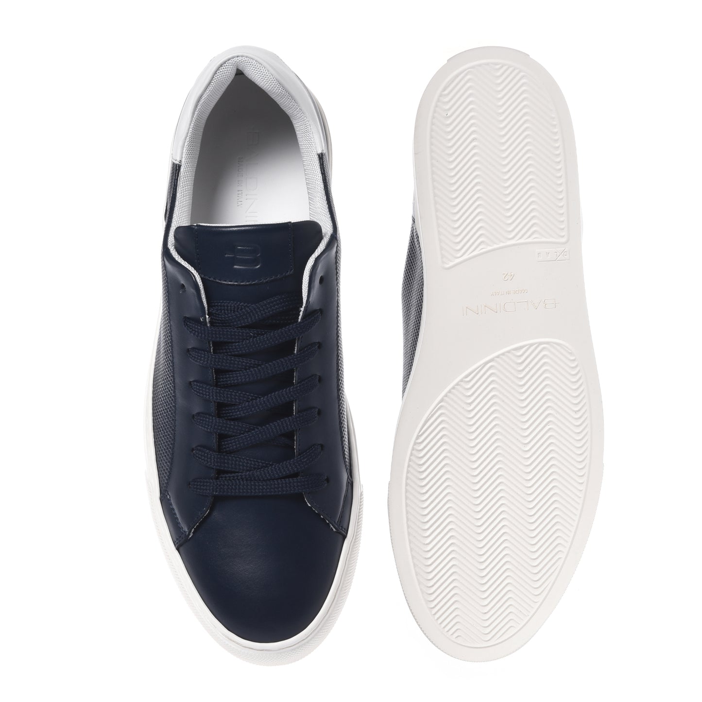 Blue perforated leather sneaker