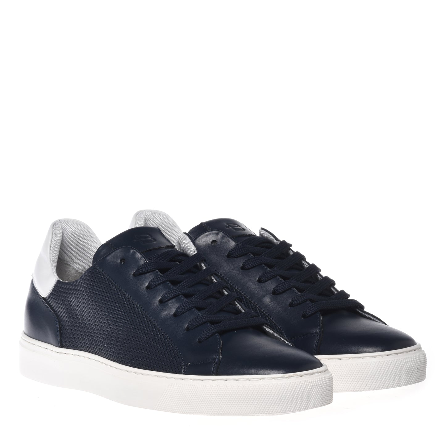 Blue perforated leather sneaker
