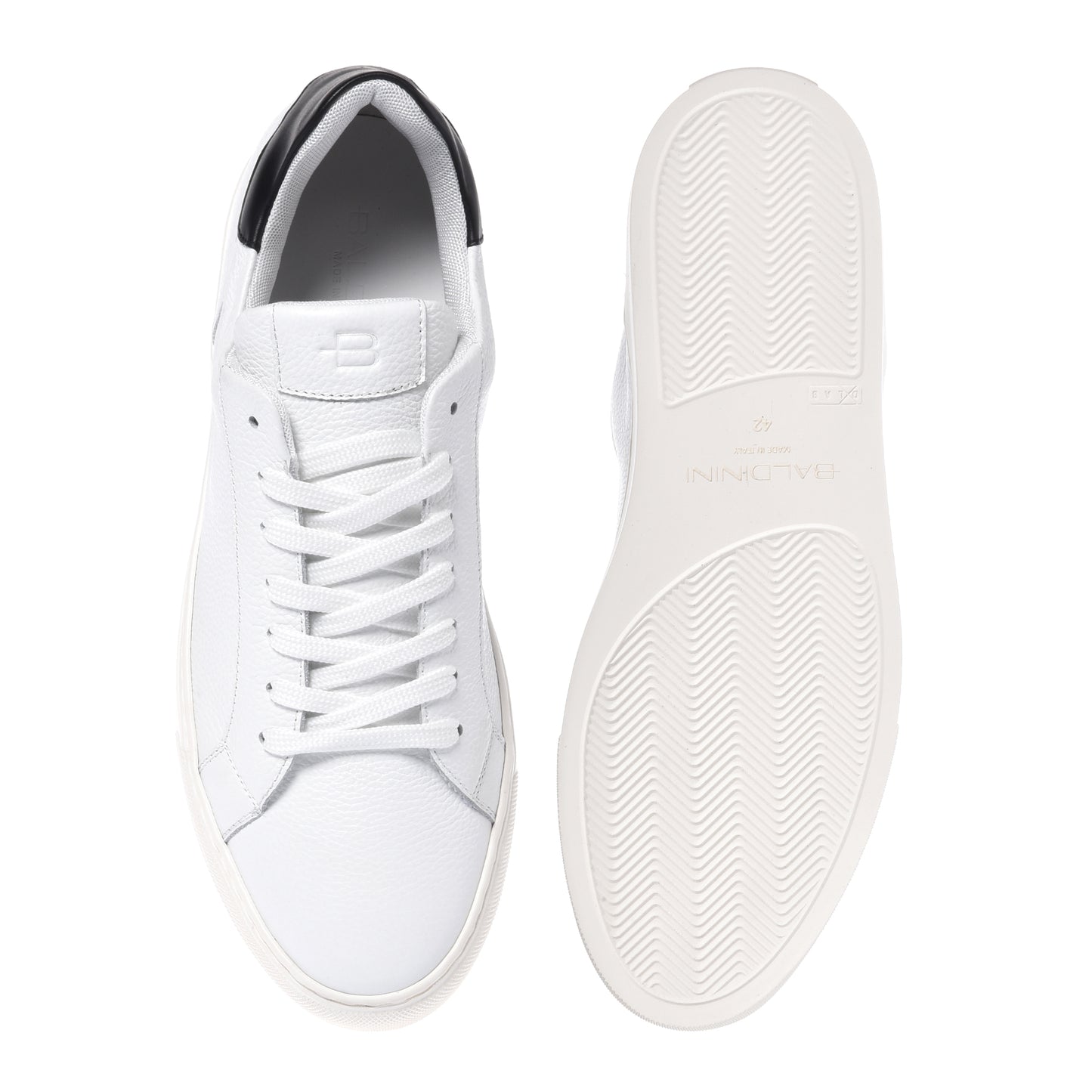 White grained leather sneaker