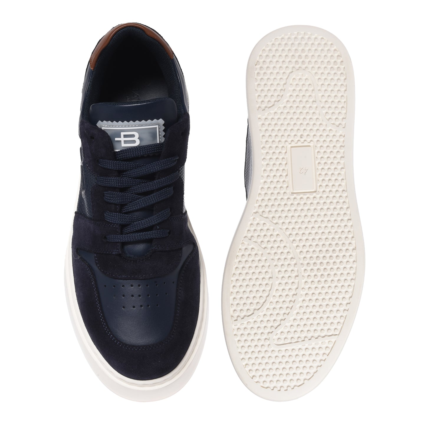 Blue suede and perforated leather sneaker