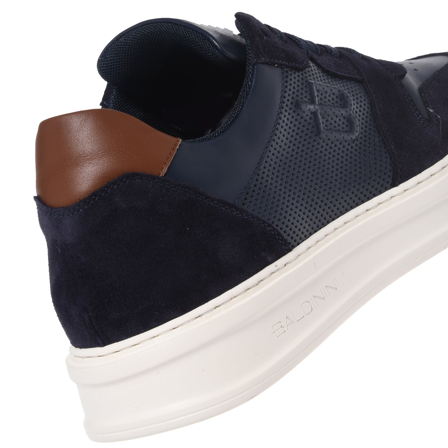 Blue suede and perforated leather sneaker
