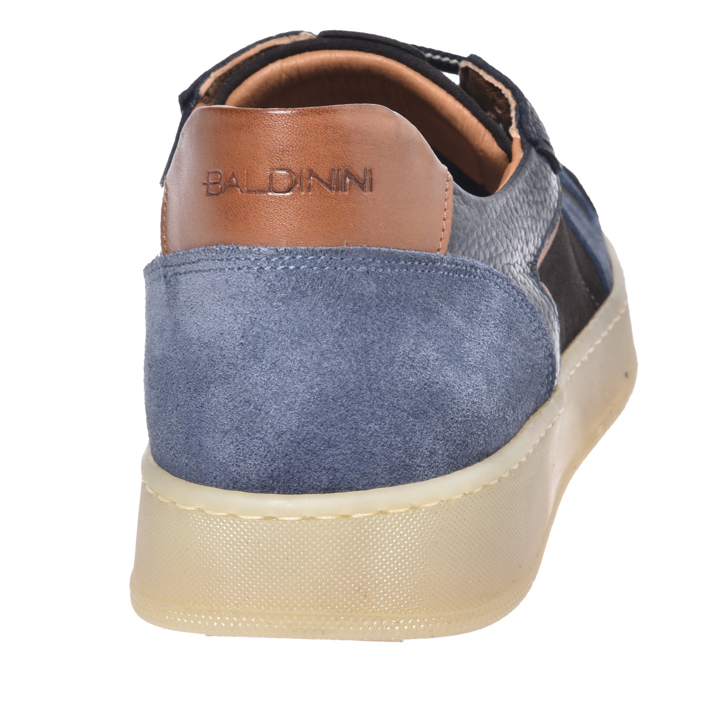 Sneaker en daim et cuir grainé bleu