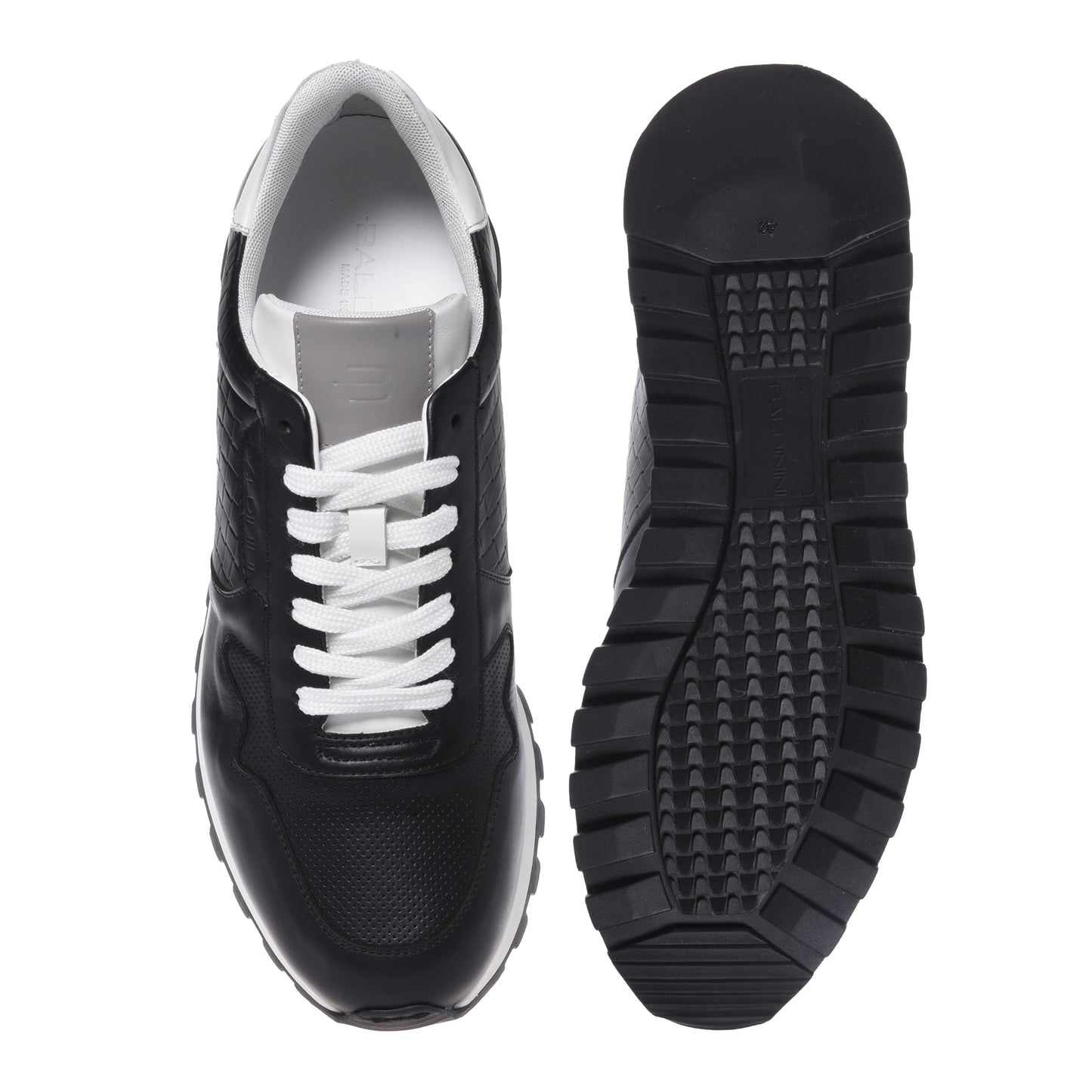 Black braided print leather sneaker