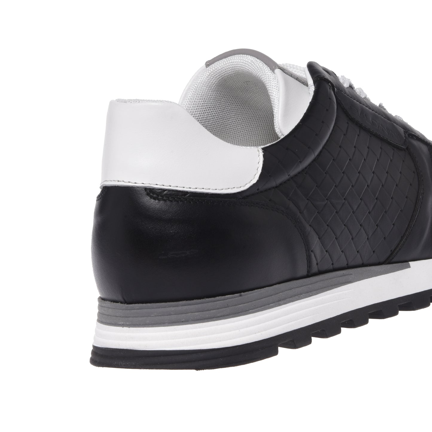 Black braided print leather sneaker