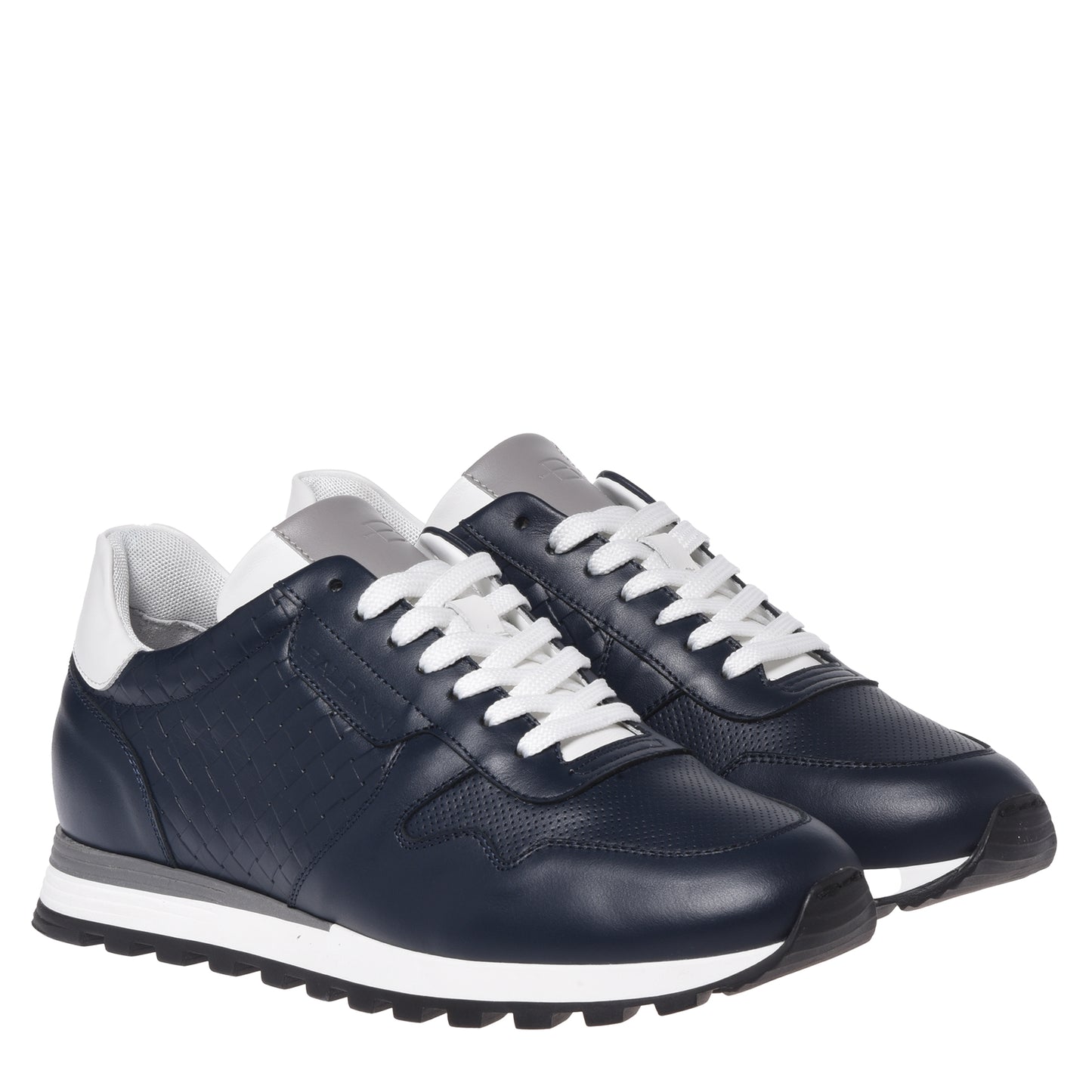 Blue braided print leather sneaker