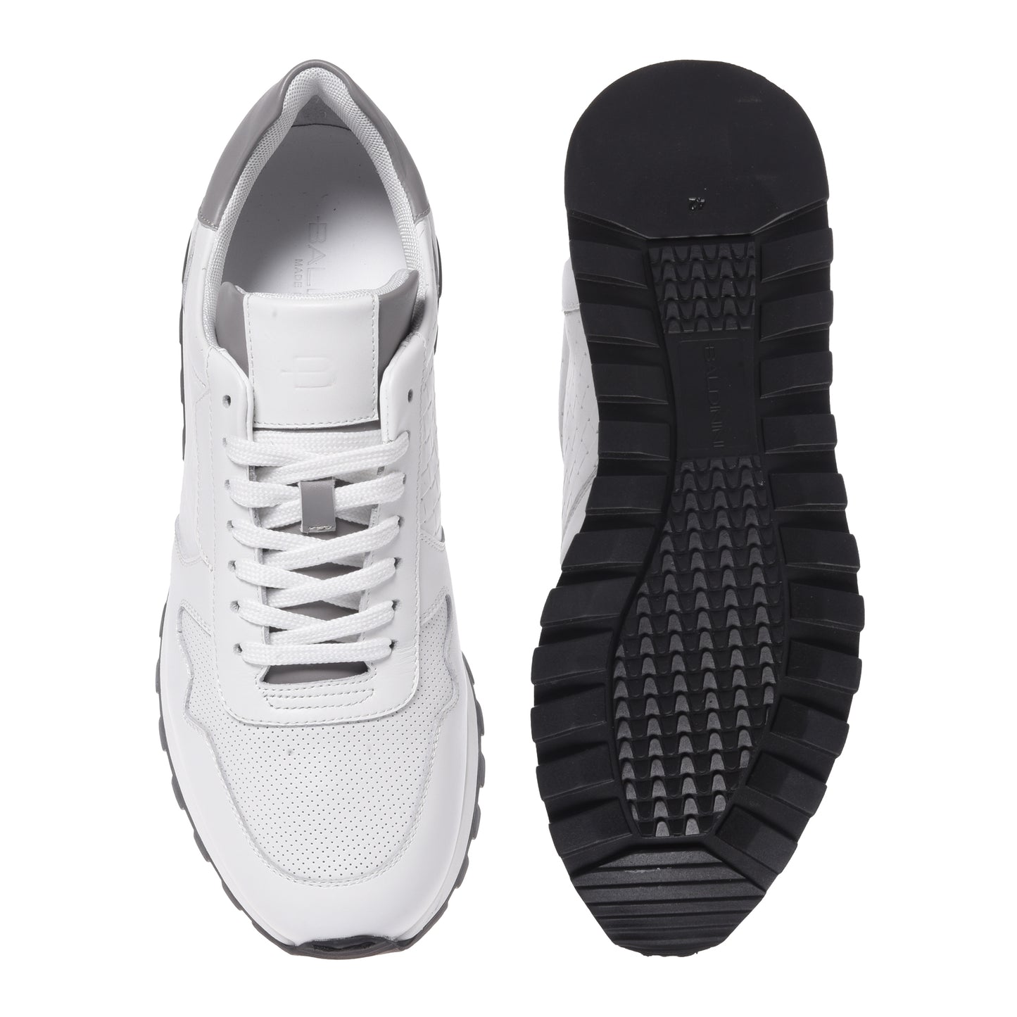 White braided print leather sneaker