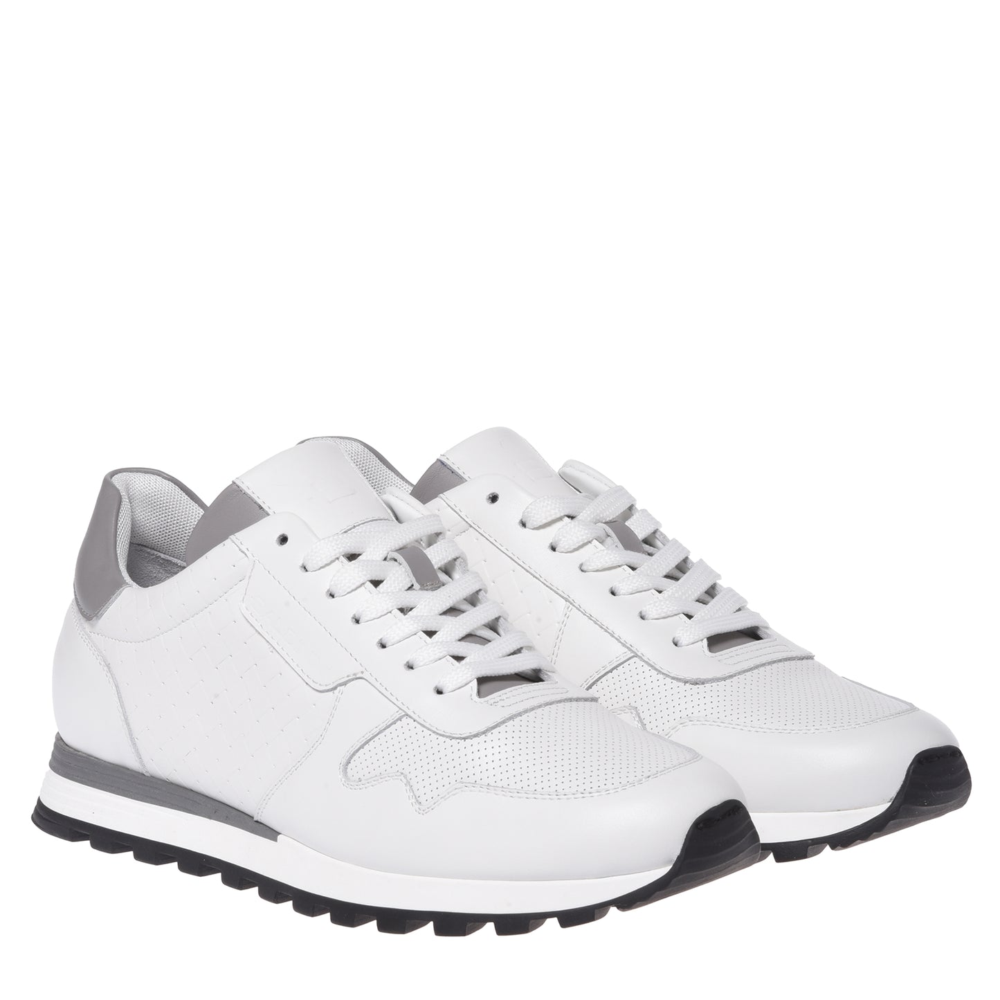 White braided print leather sneaker