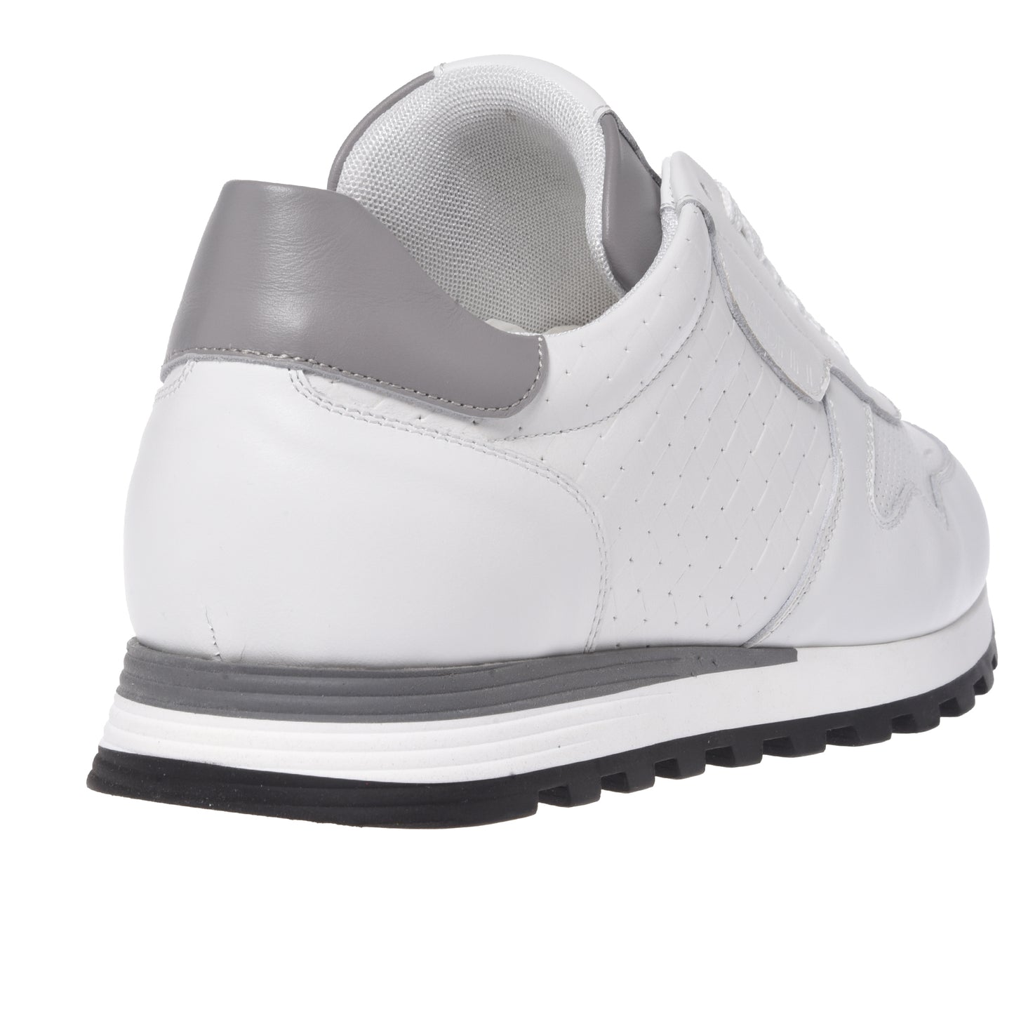 White braided print leather sneaker