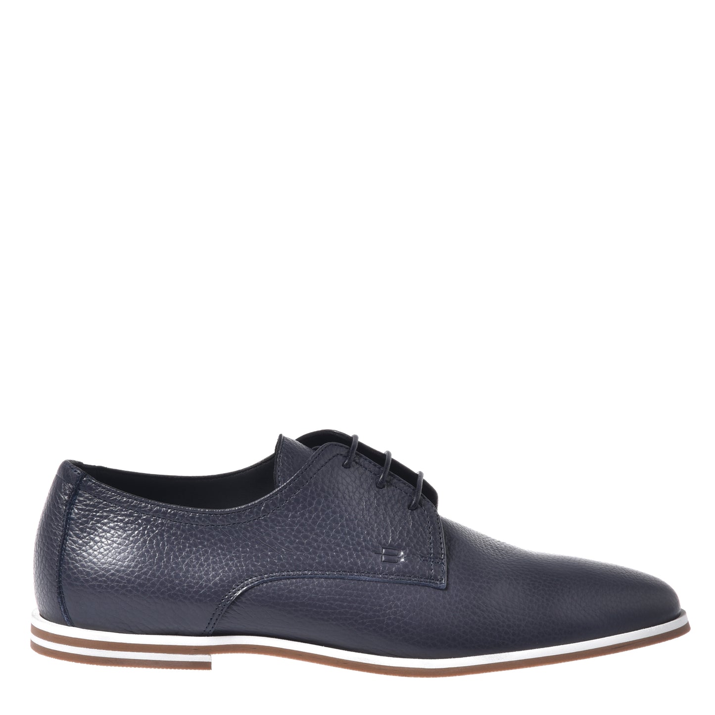 Richelieu en cuir grainé bleu