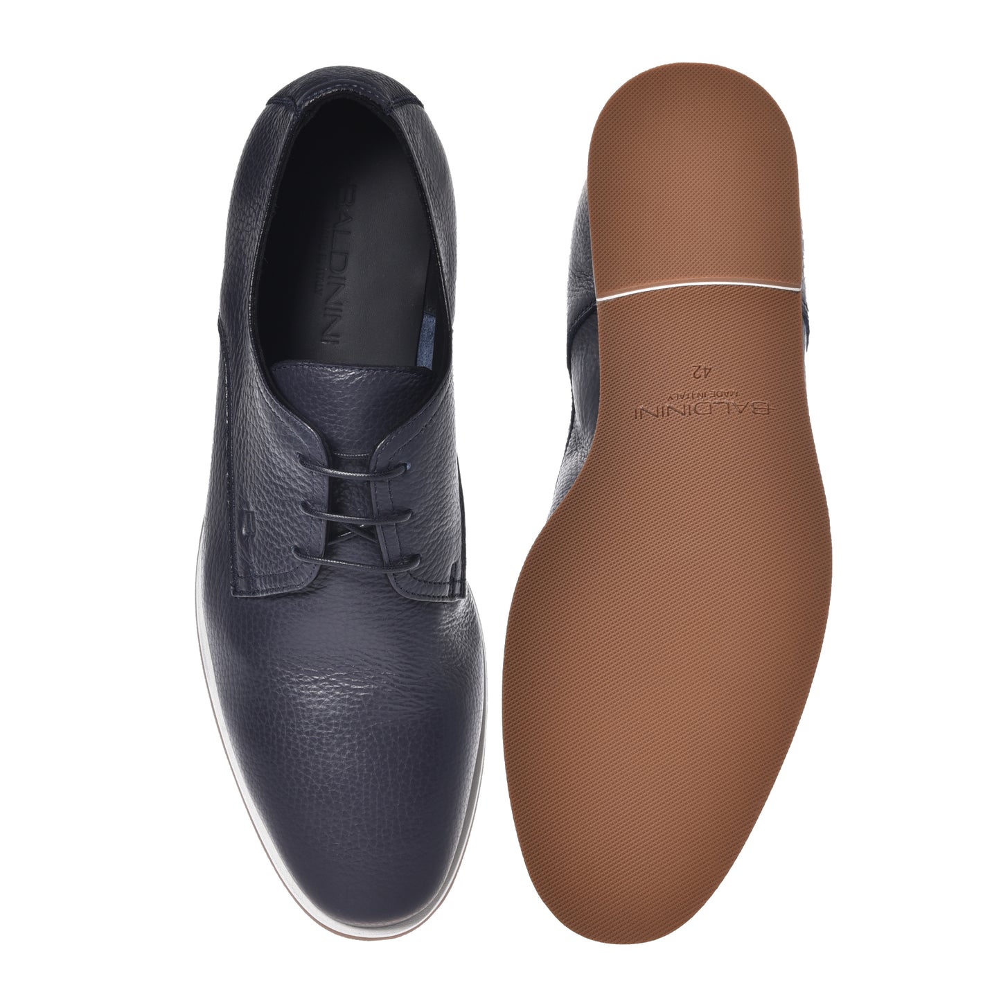 Richelieu en cuir grainé bleu