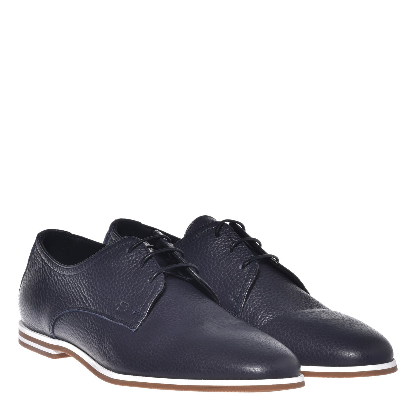 Richelieu en cuir grainé bleu