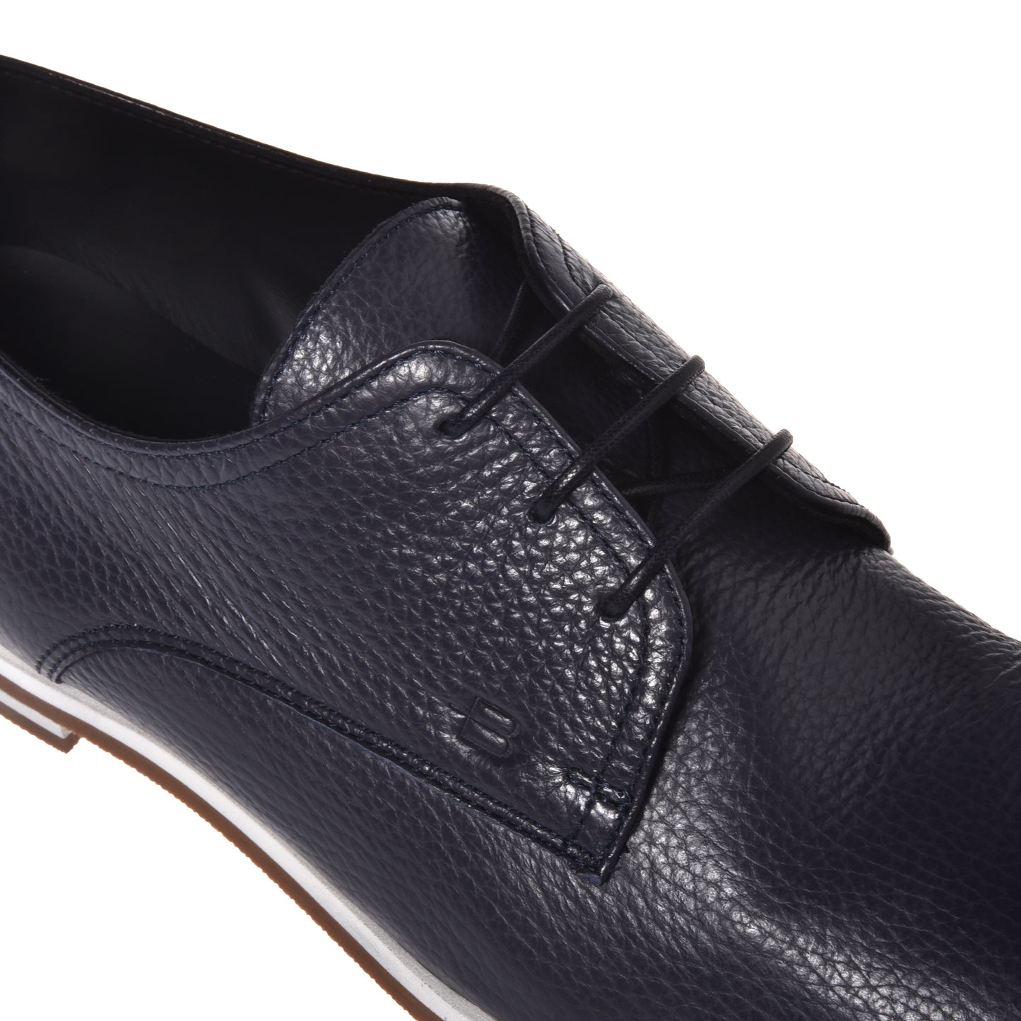 Richelieu en cuir grainé bleu