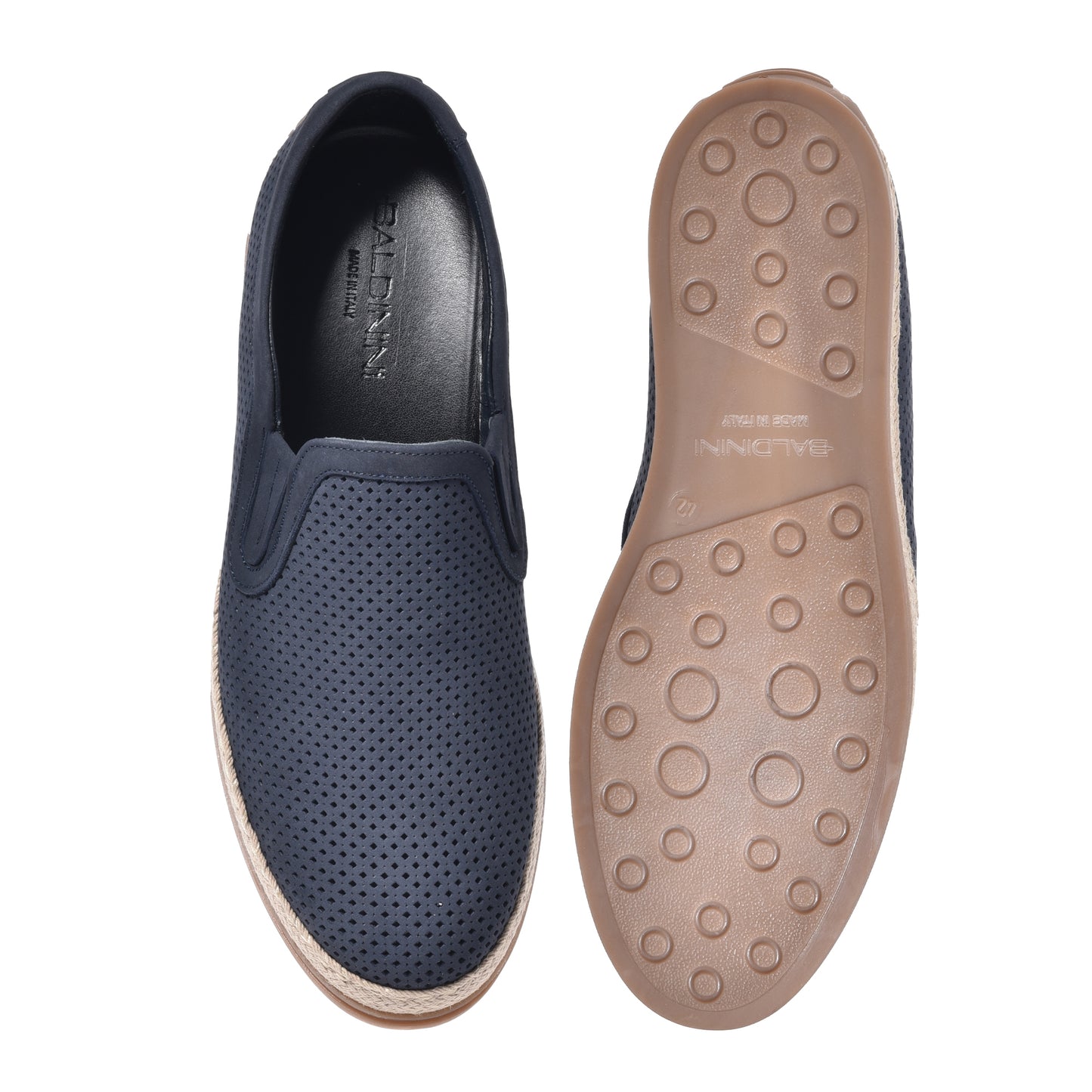 Blue perforated nubuck slipper