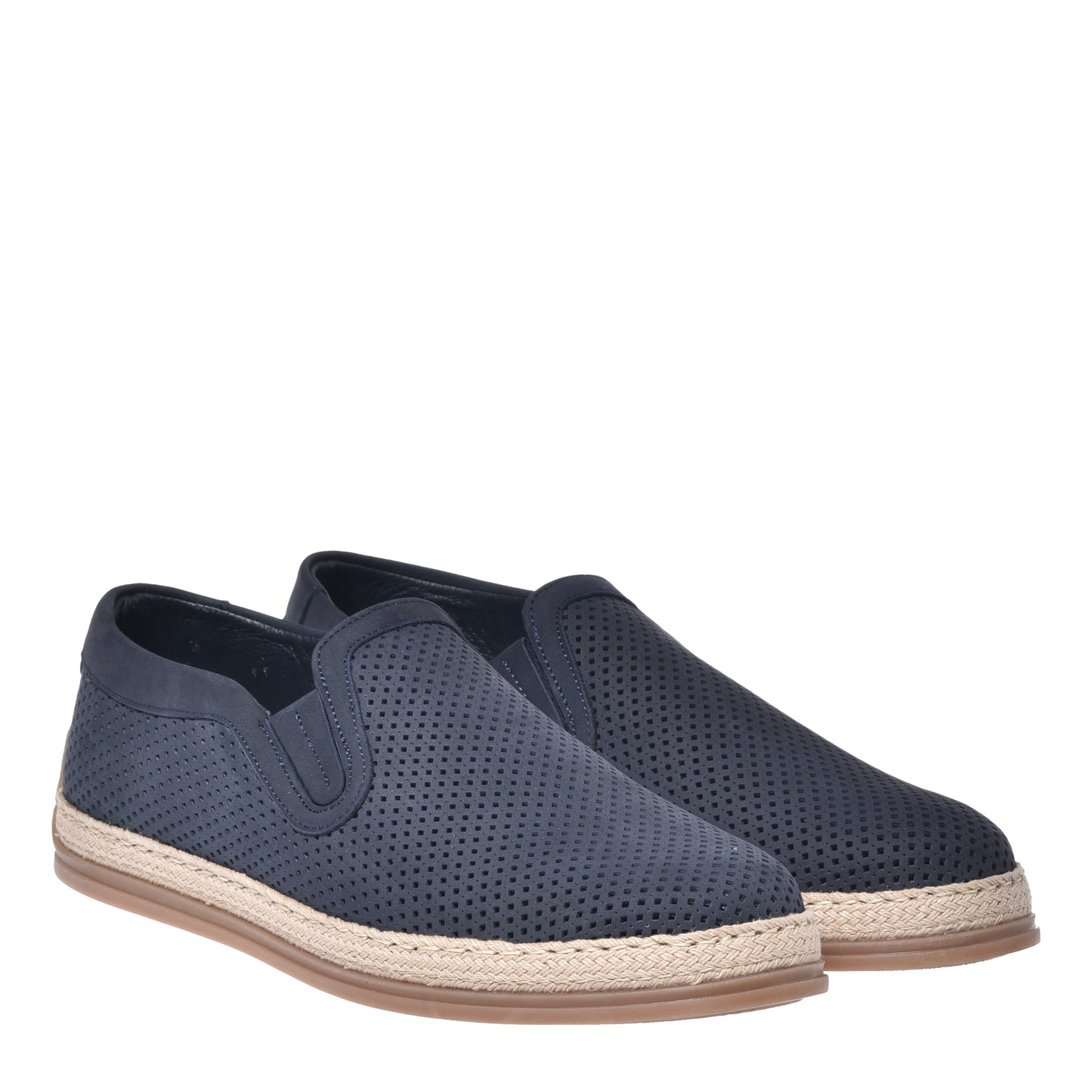 Blue perforated nubuck slipper