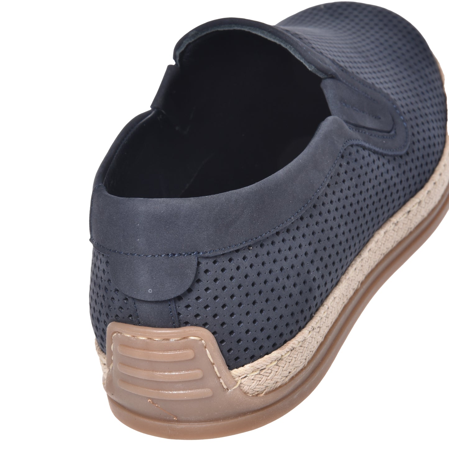 Blue perforated nubuck slipper