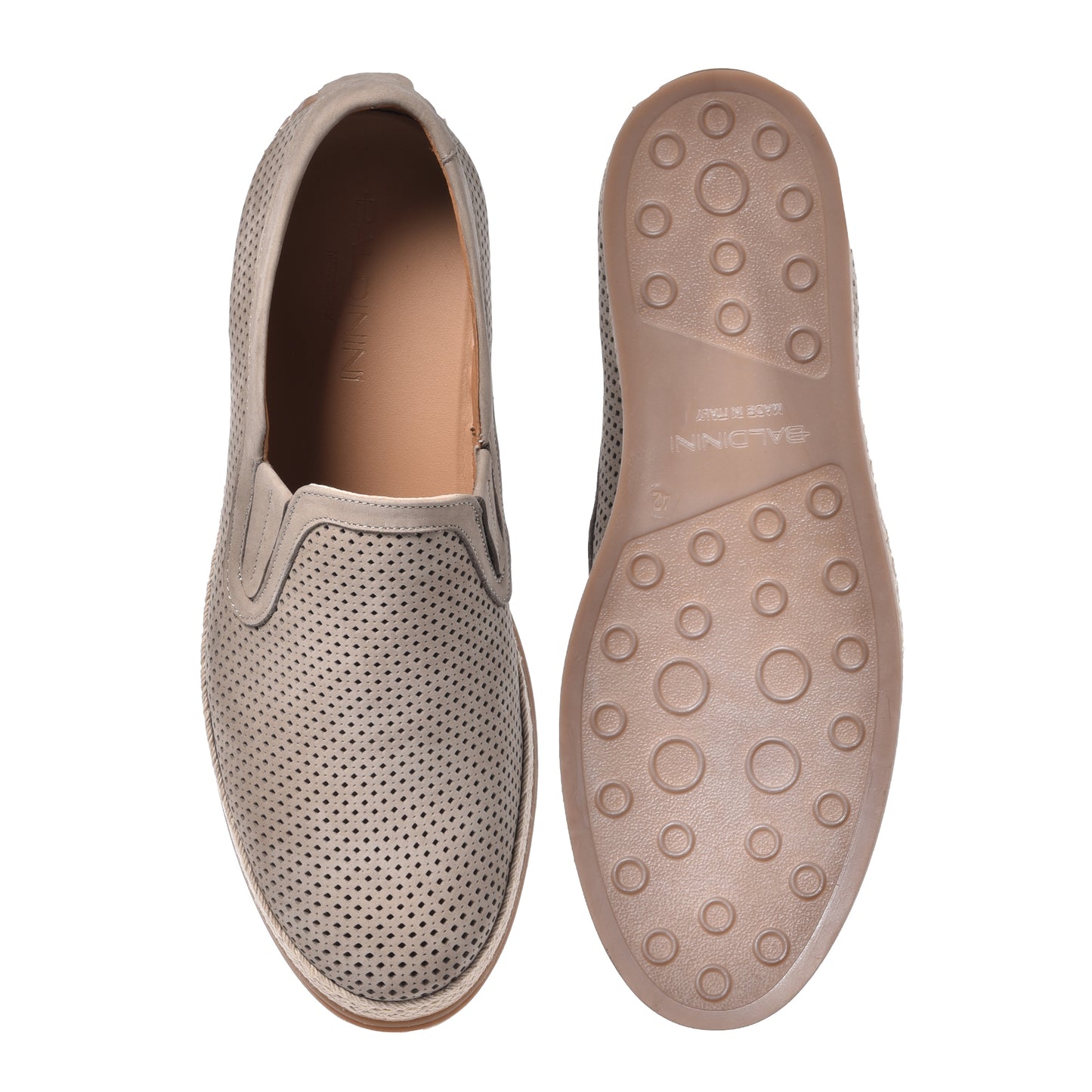 Taupe perforated nubuck slipper