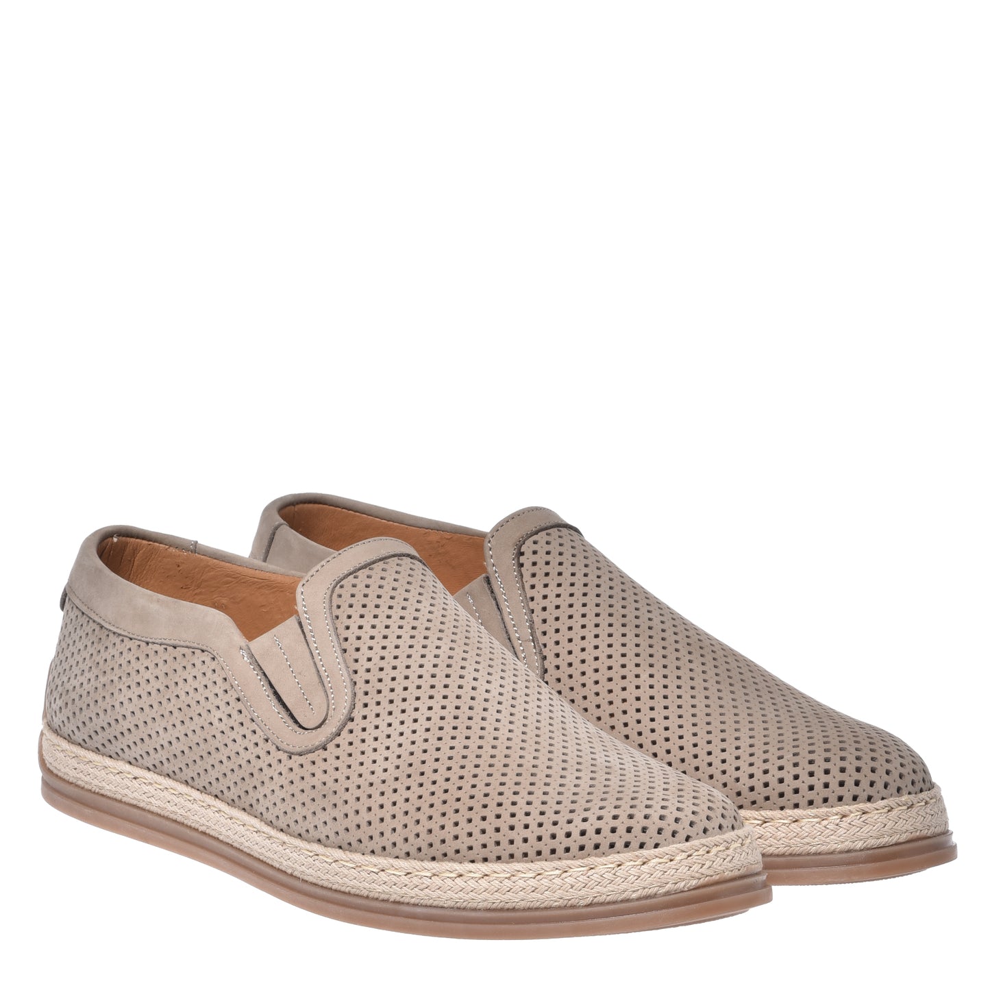Taupe perforated nubuck slipper