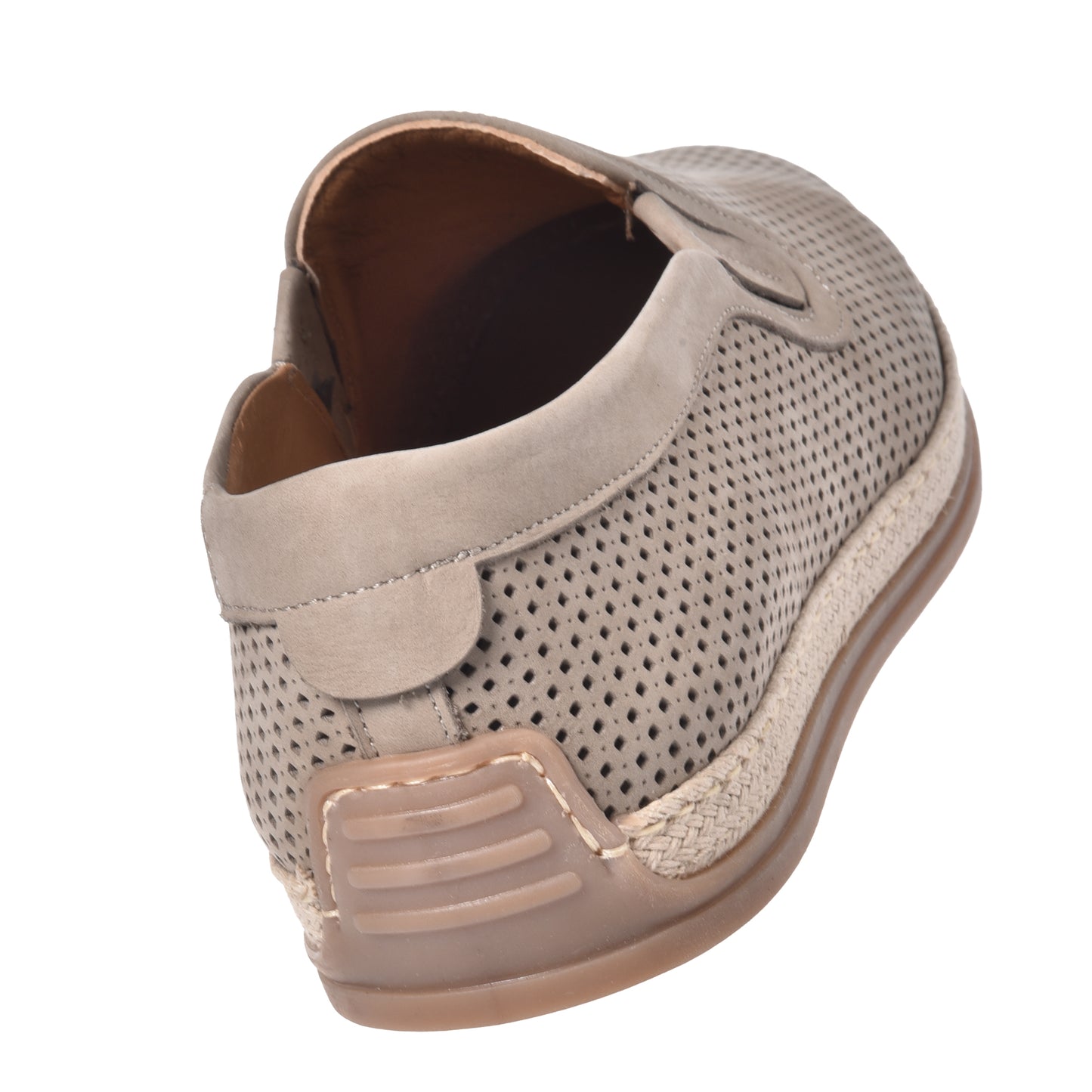Taupe perforated nubuck slipper