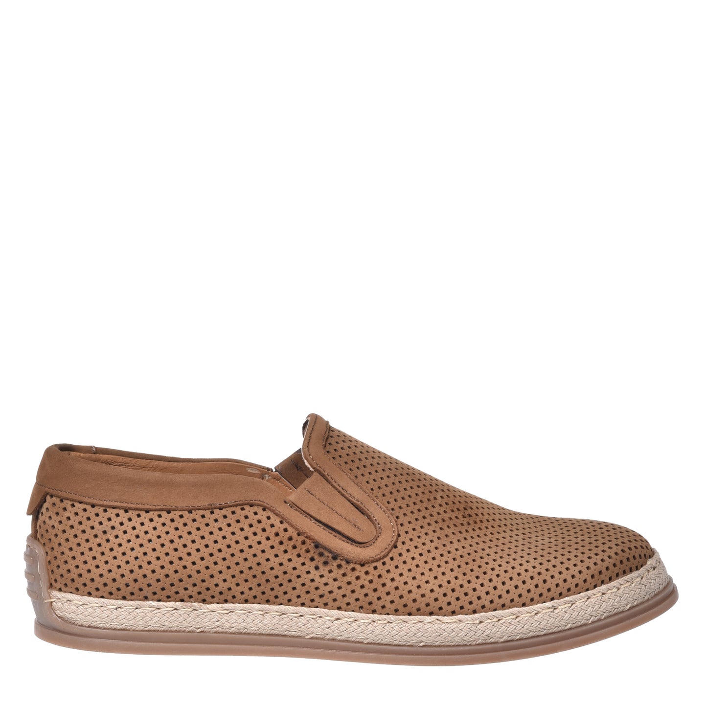 Perforated nubuck leather slipper