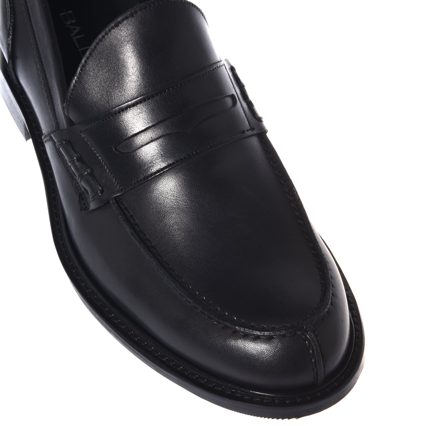 Black leather loafers