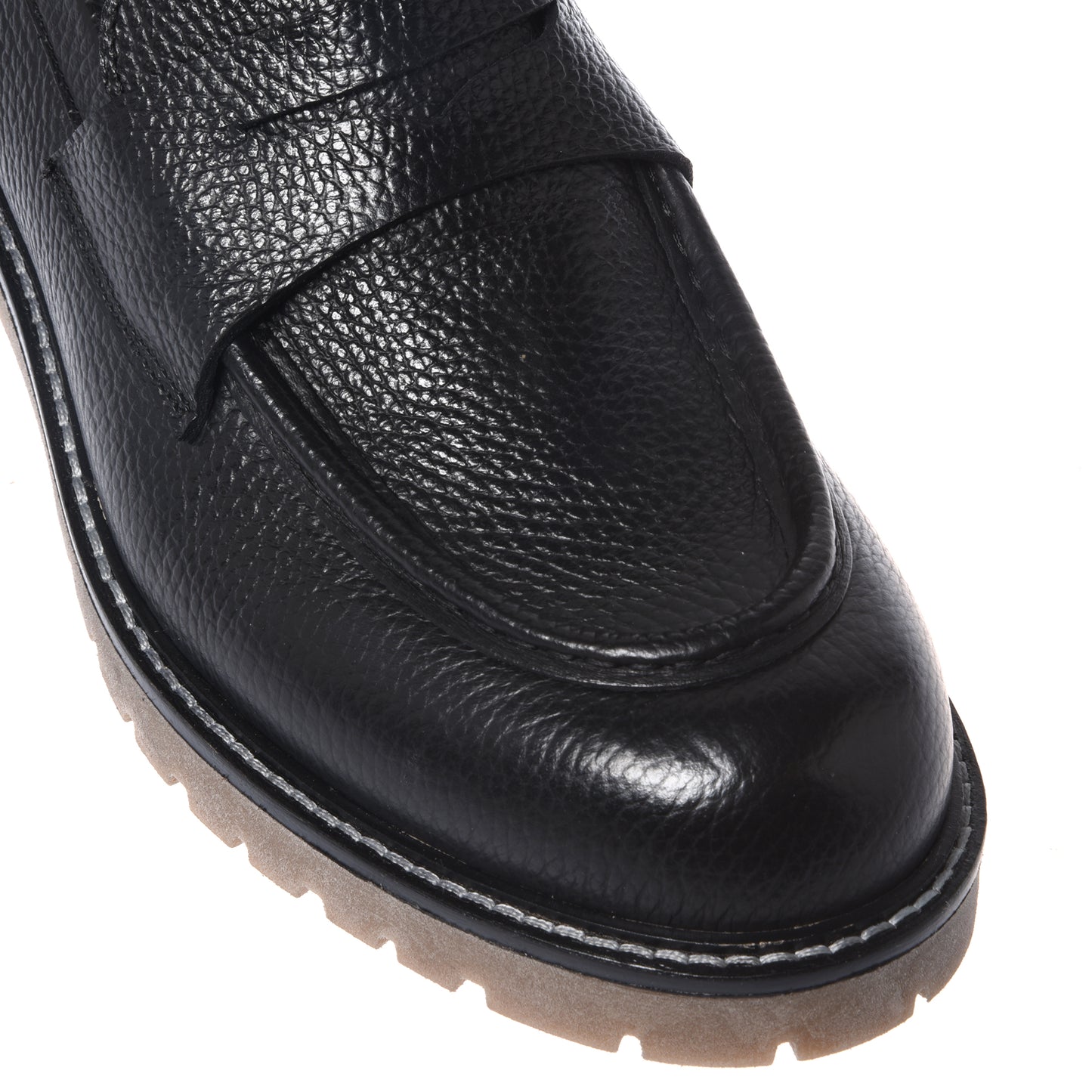 Black tumbled leather loafers