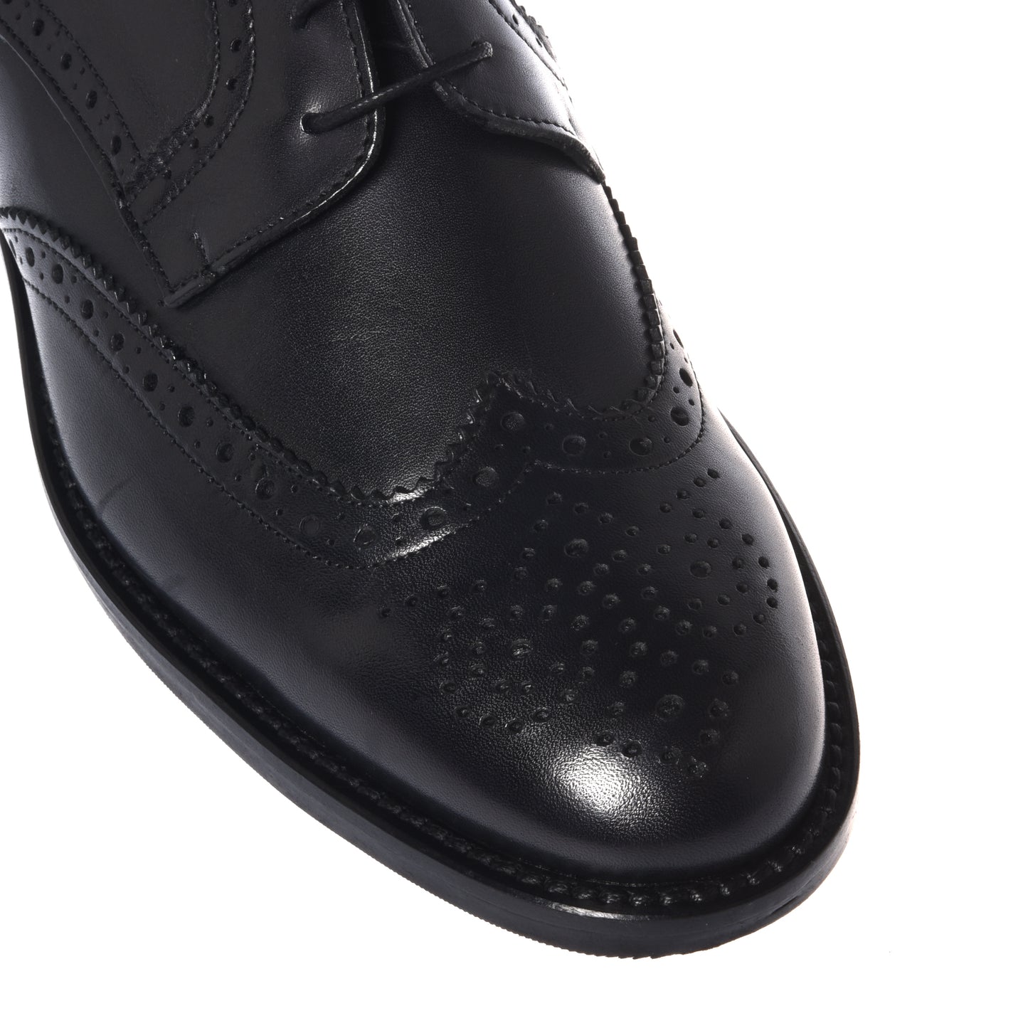 Black leather lace-up shoes