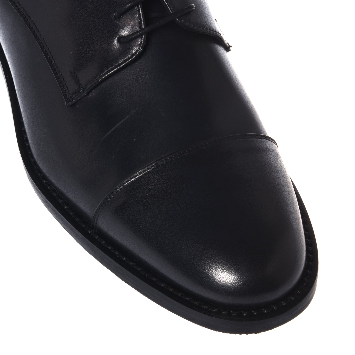 Black leather lace-up shoes