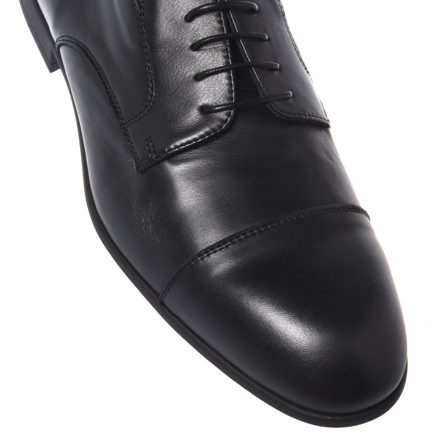 Black leather lace-up shoes