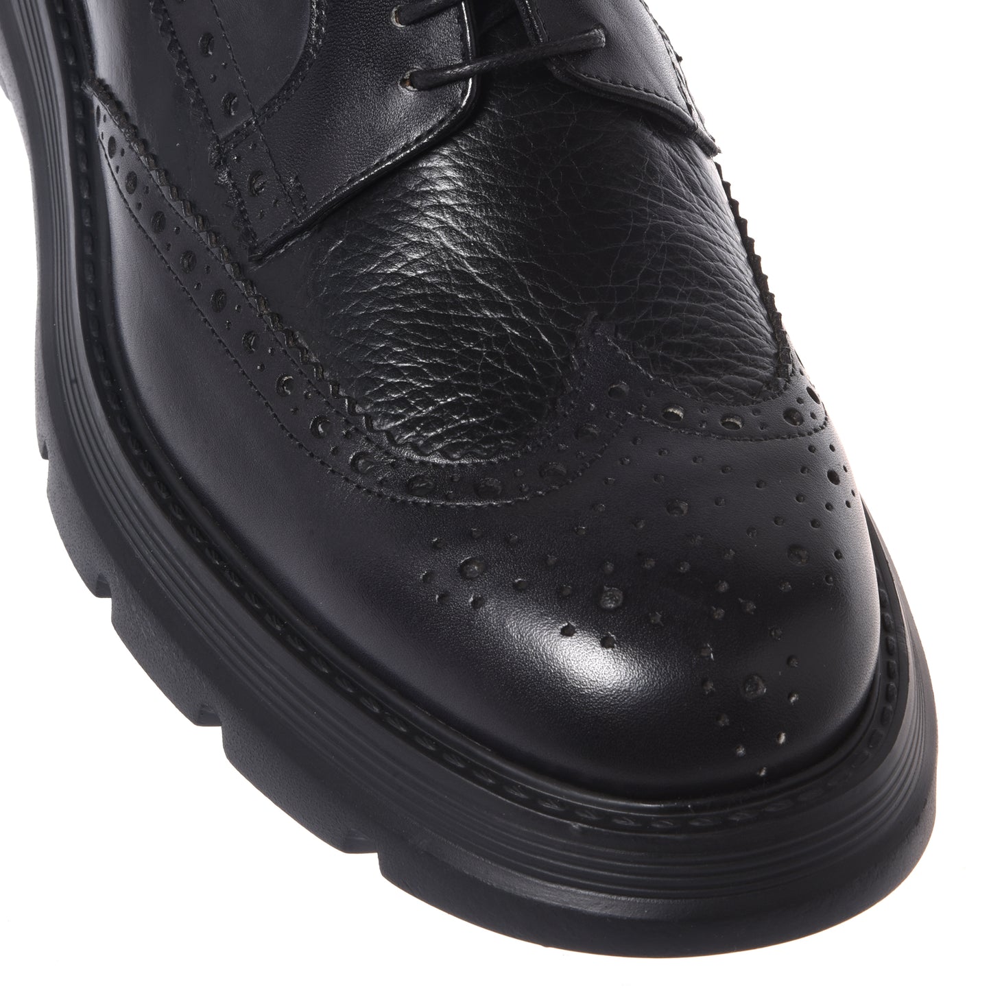 Blue lace-up shoes in washed and tumbled leather