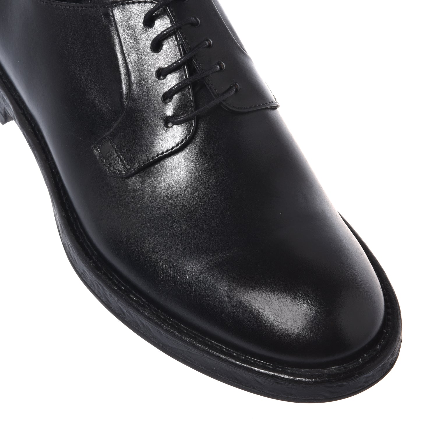 Black distressed leather lace-up shoes