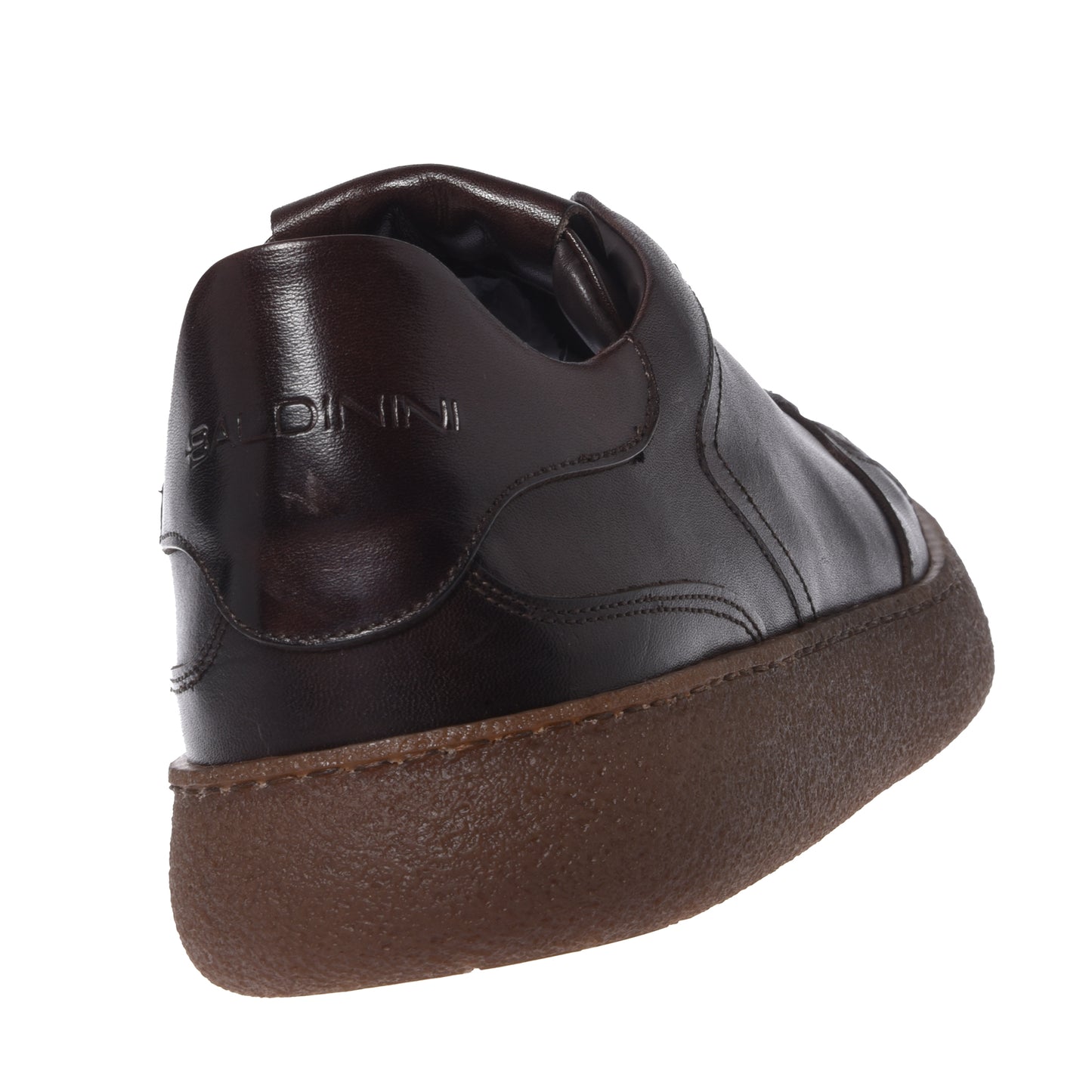 Dark brown washed leather sneakers