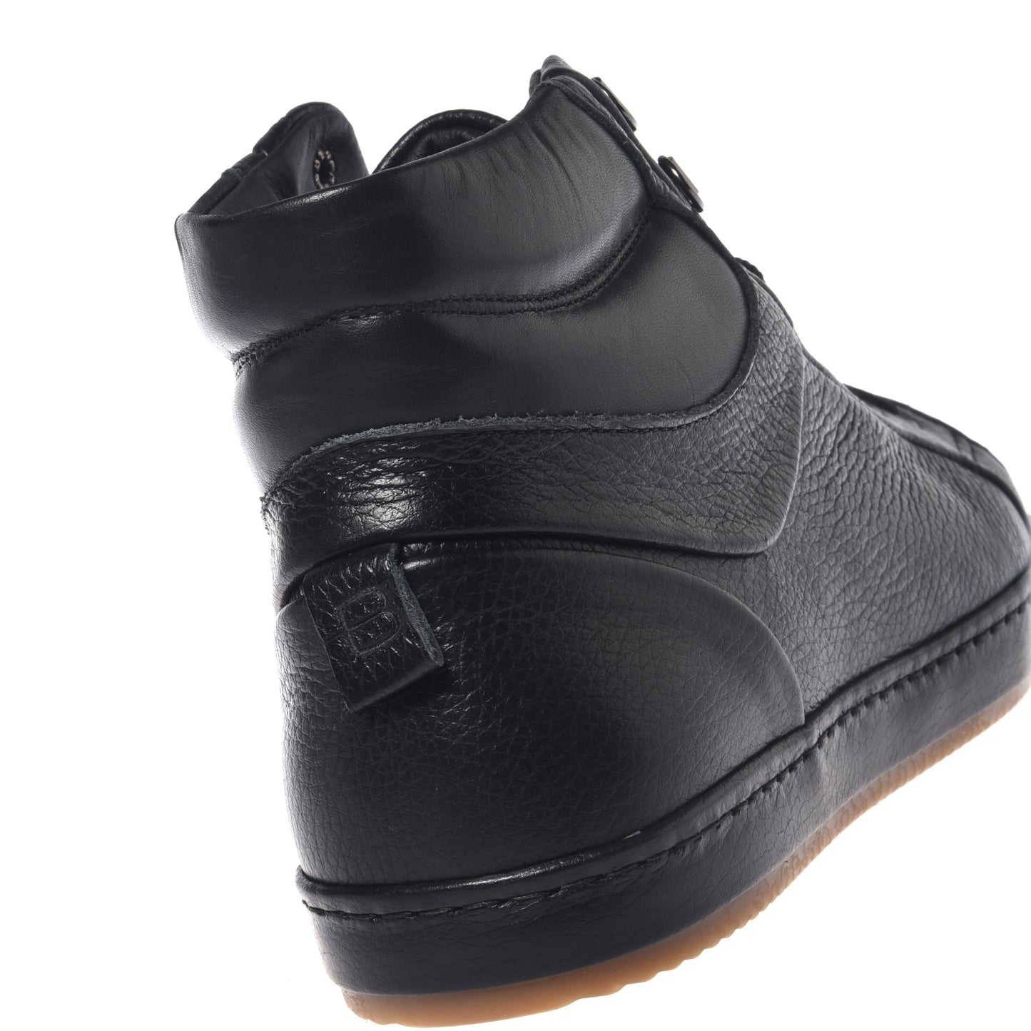 Sneakers in nappa nera e pelle martellata nera