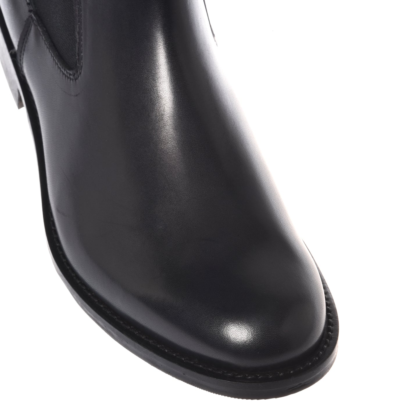 Black leather ankle boots