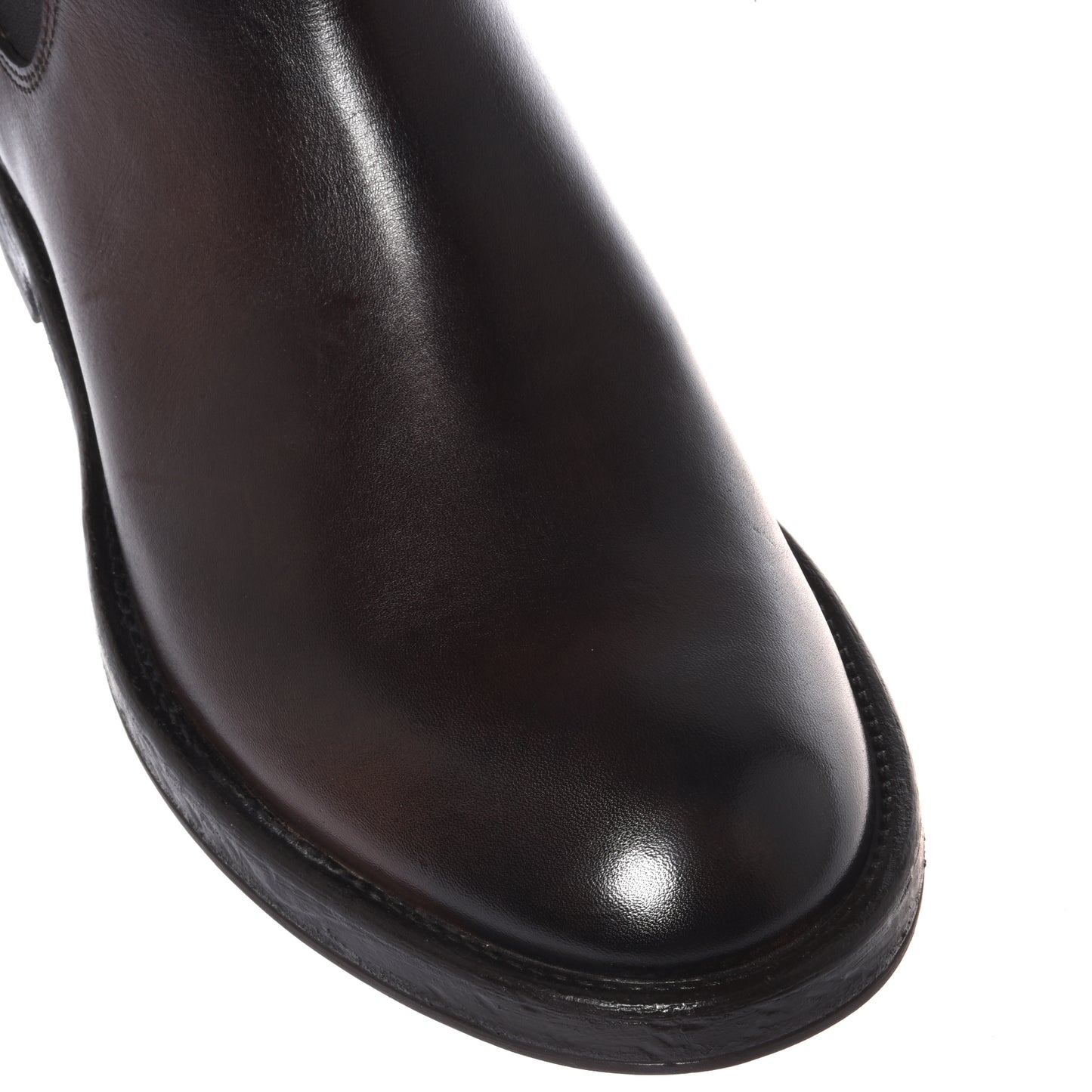 Black distressed leather ankle boots